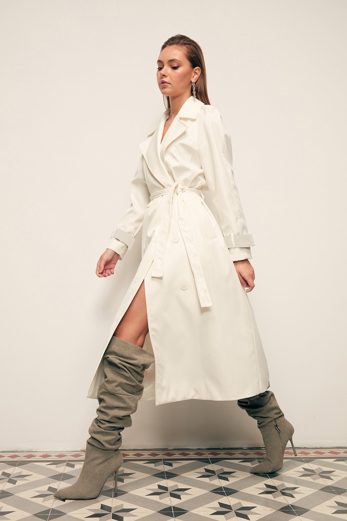 Kuşaklı Uzun Trenç - EKRU