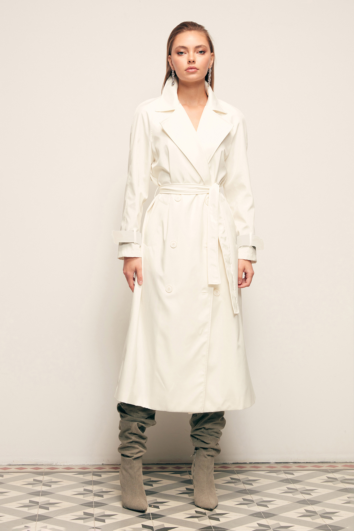 Kuşaklı Uzun Trenç - EKRU