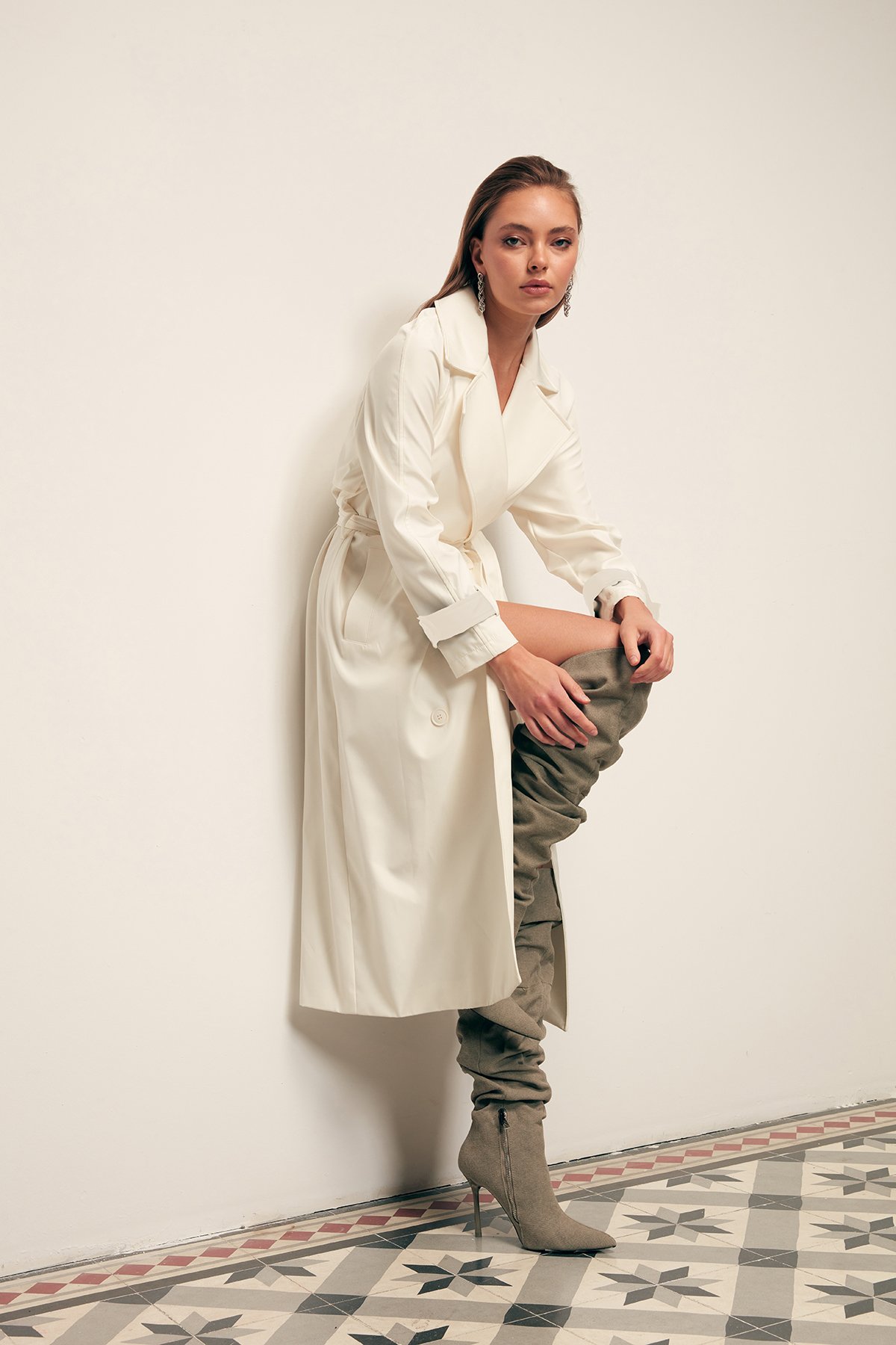 Kuşaklı Uzun Trenç - EKRU