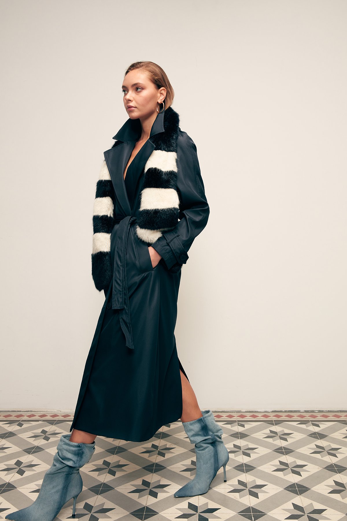 Kuşaklı Uzun Trenç - LACİVERT