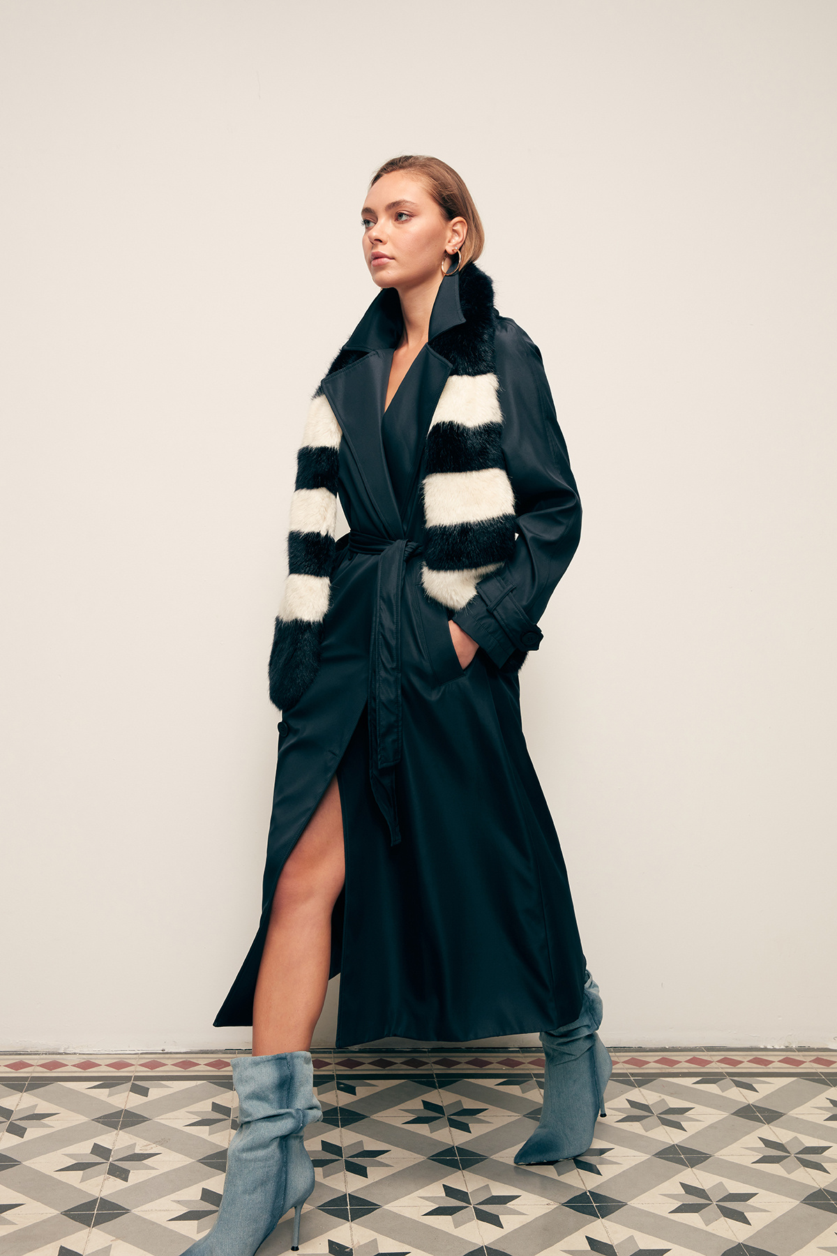 Kuşaklı Uzun Trenç - LACİVERT