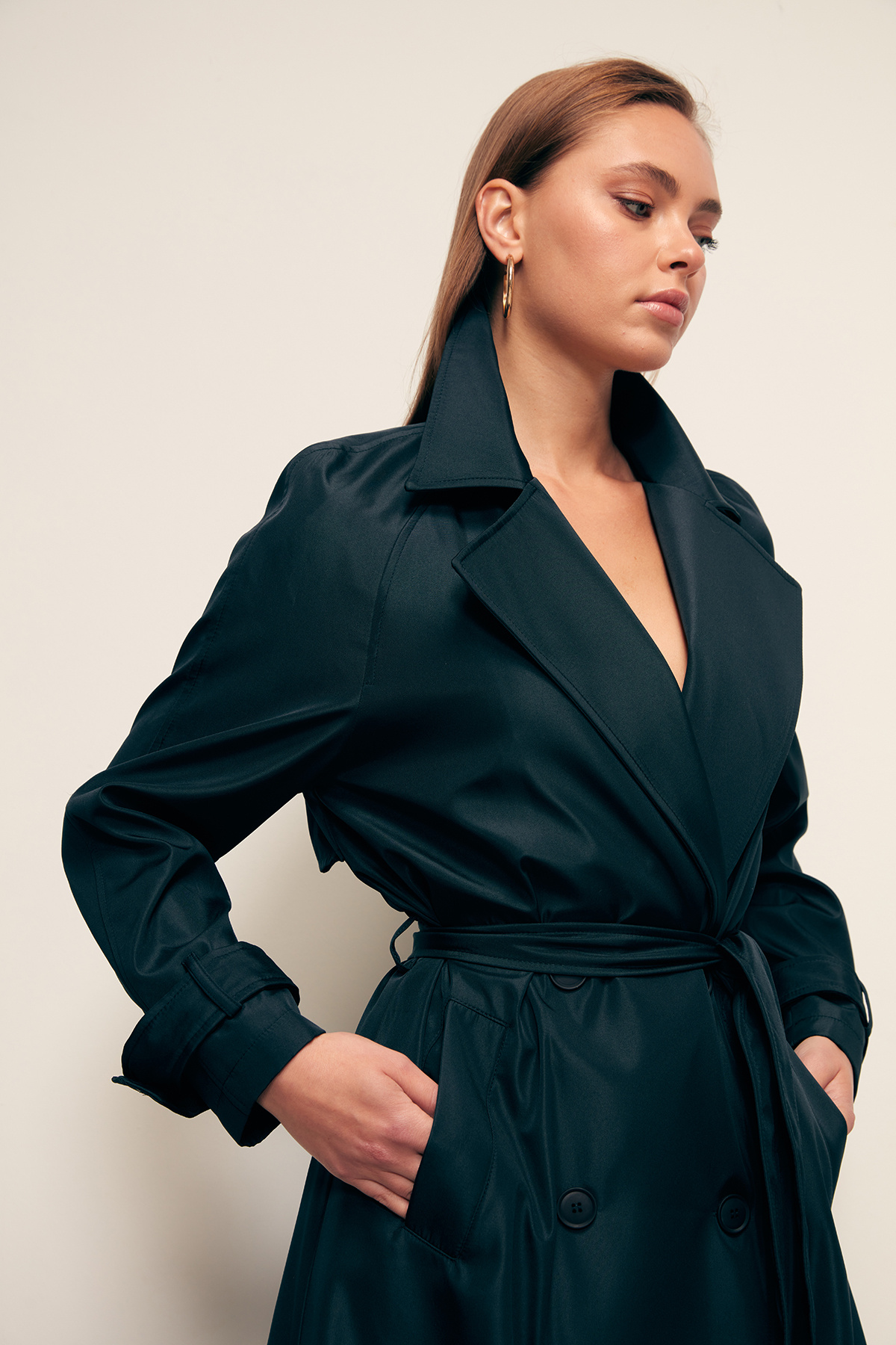 Kuşaklı Uzun Trenç - LACİVERT