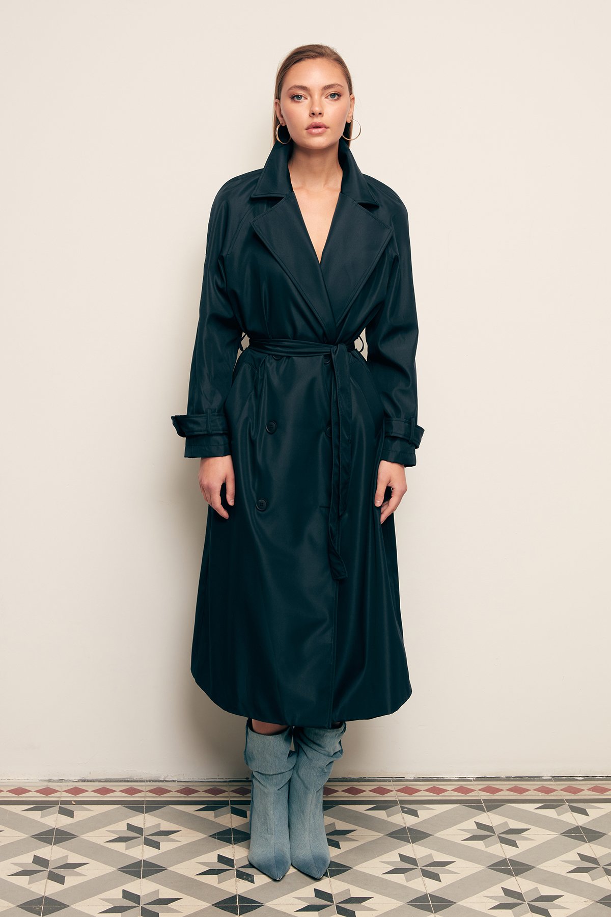 Kuşaklı Uzun Trenç - LACİVERT