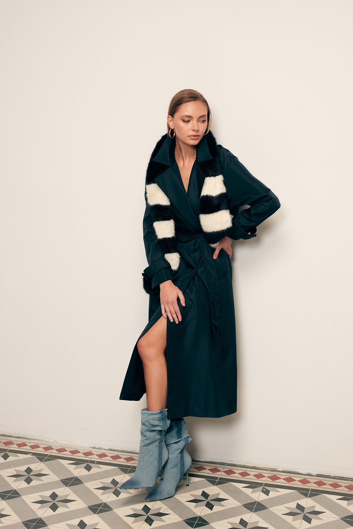 Kuşaklı Uzun Trenç - LACİVERT