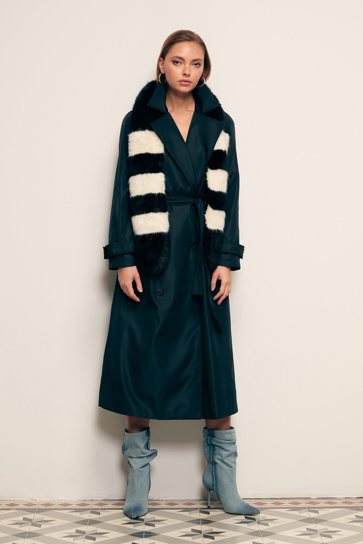 Kuşaklı Uzun Trenç - LACİVERT