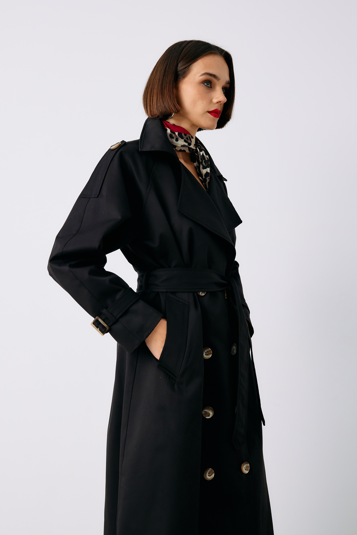 Kuşaklı Uzun Trenç - SİYAH