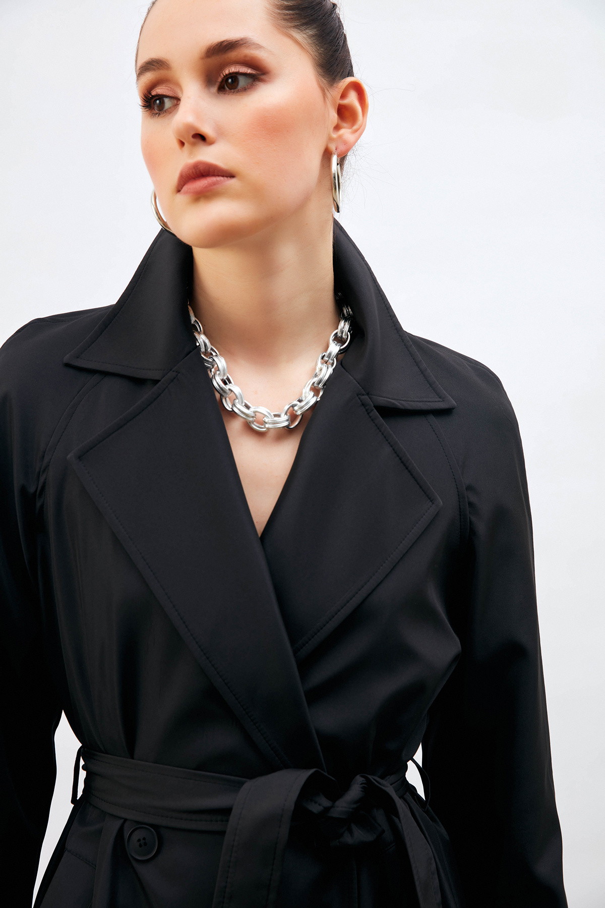 Kuşaklı Uzun Trenç - SİYAH