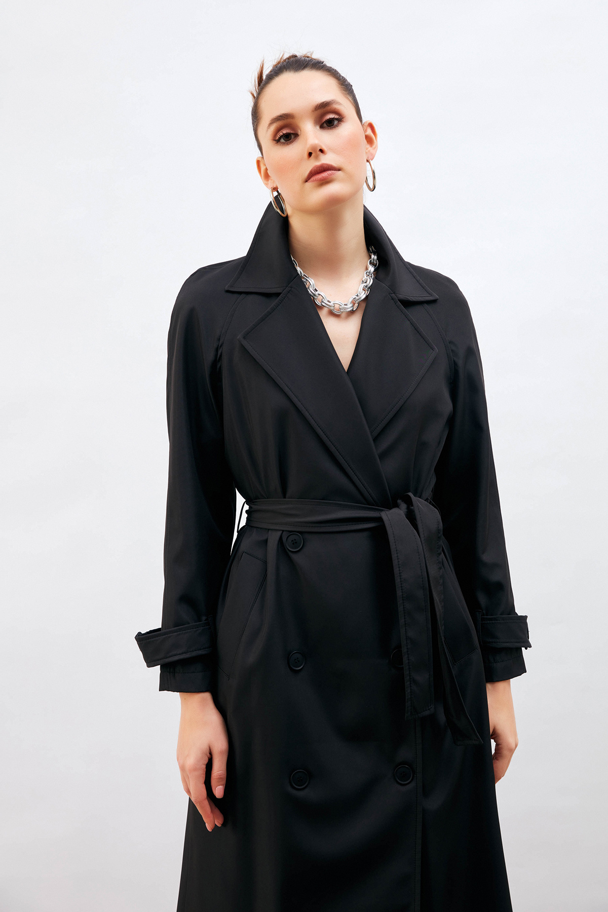 Kuşaklı Uzun Trenç - SİYAH