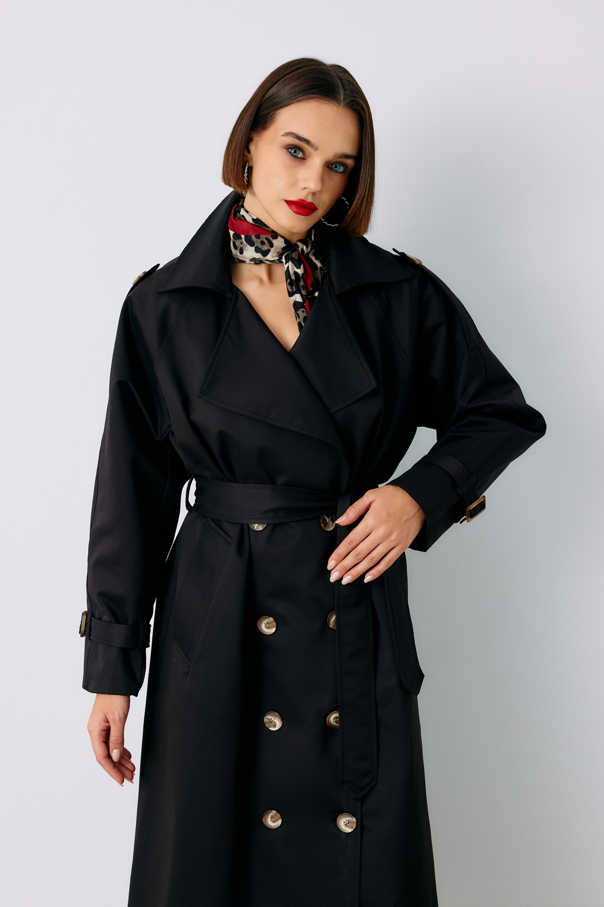 Kuşaklı Uzun Trenç - SİYAH