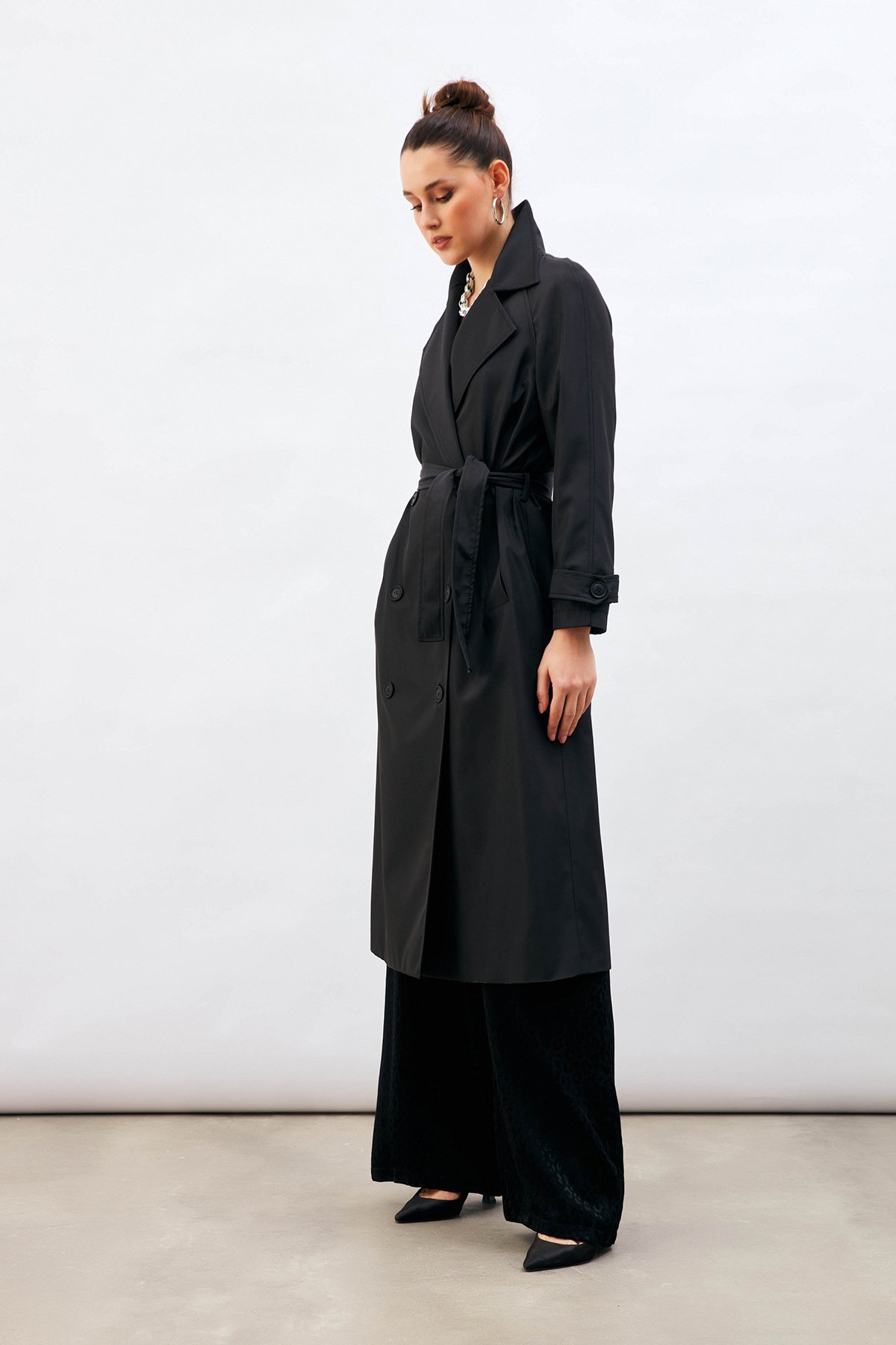 Kuşaklı Uzun Trenç - SİYAH