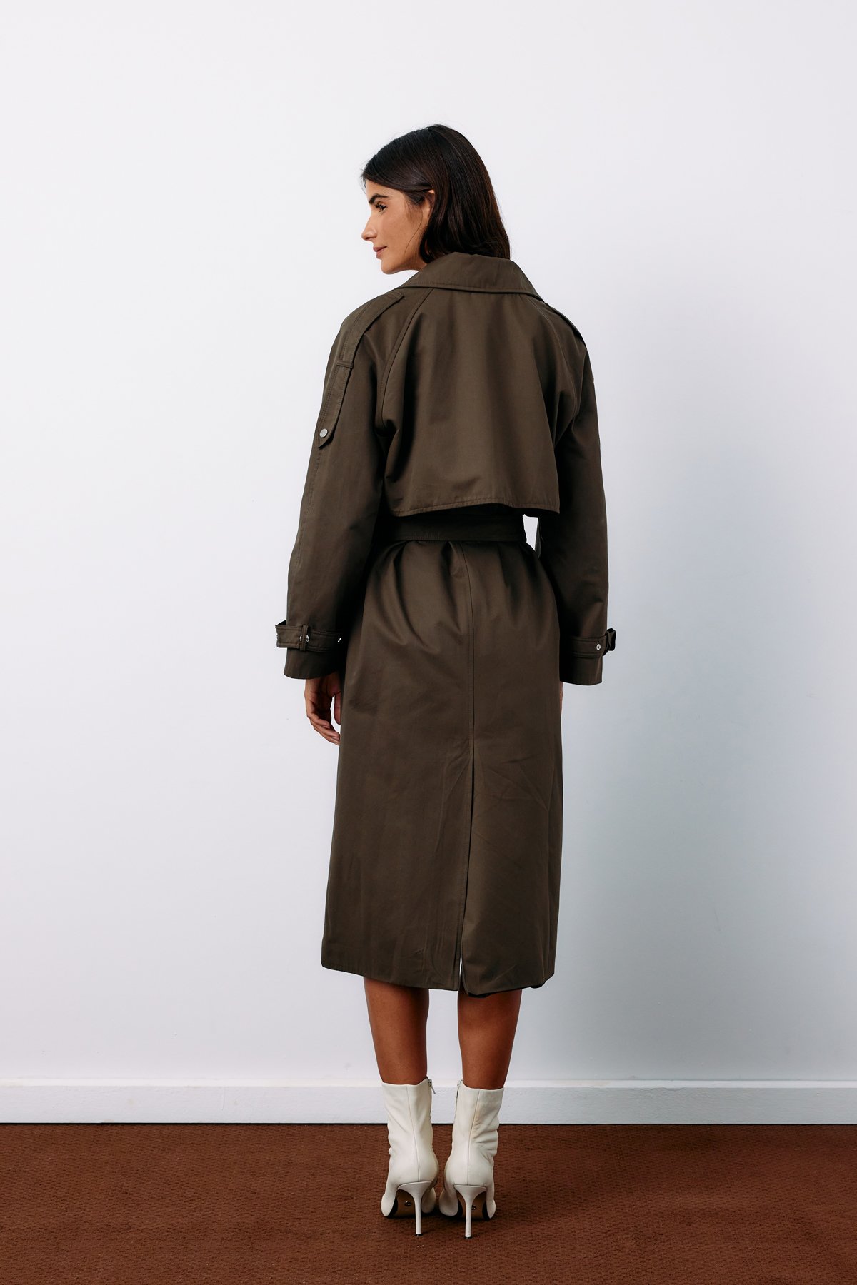 Kuşaklı Uzun Trençkot - HAKİ