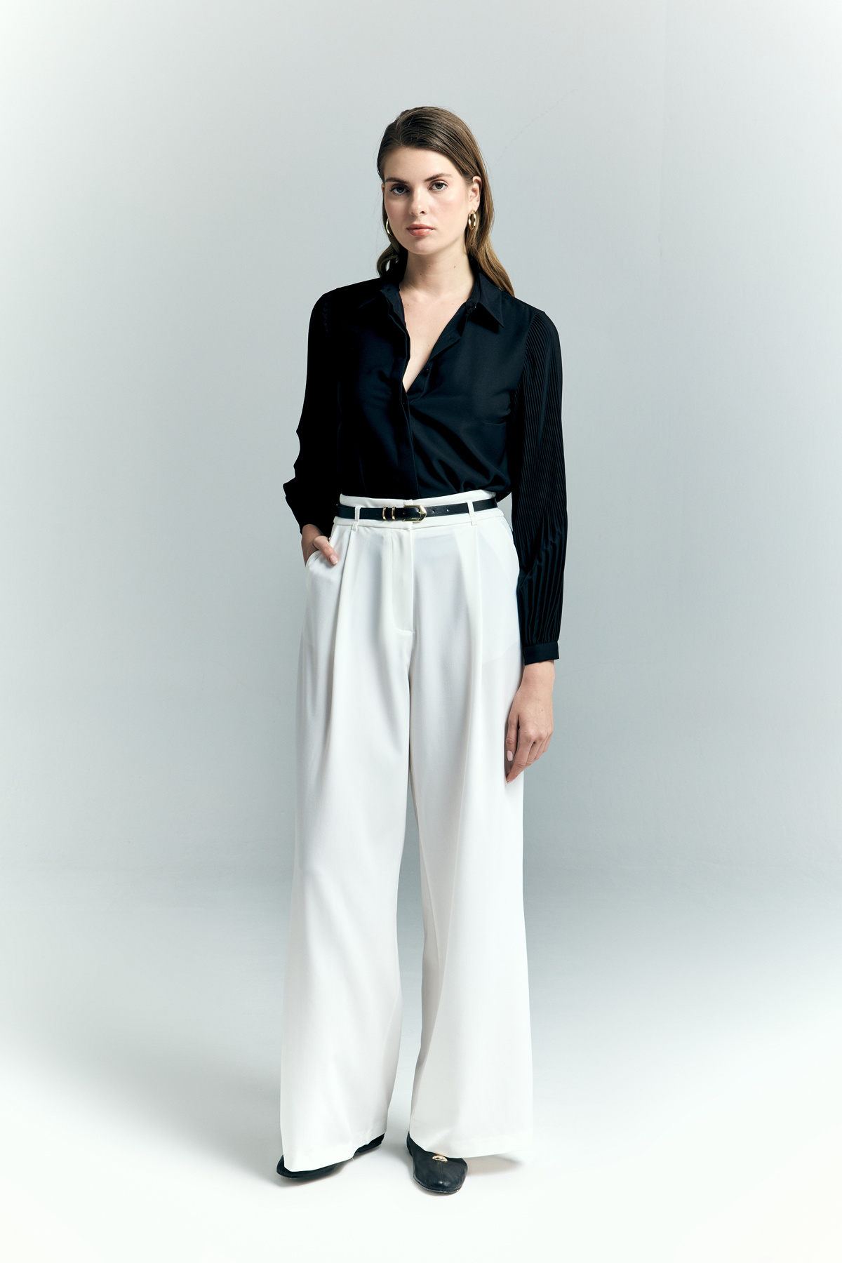Lena Palazzo Pants - Ecru