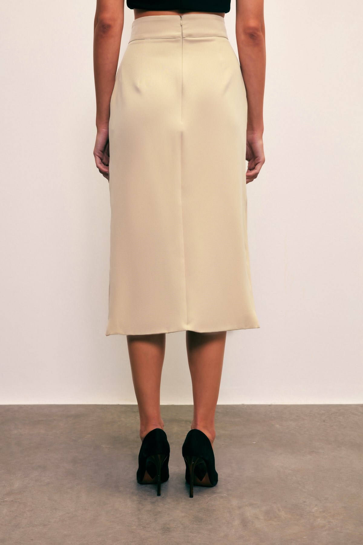 Leopar Astarlı Kruvaze Etek - BEJ