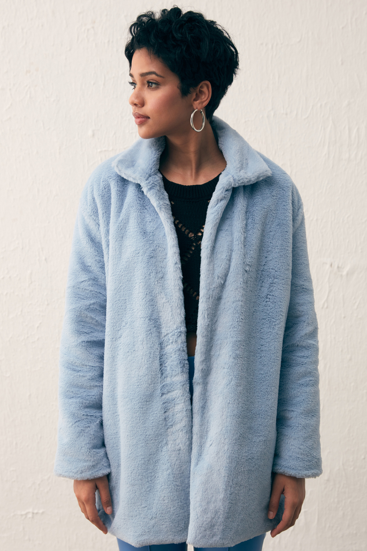 Leopar Astarlı Peluş Kaban - BEBE MAVİ