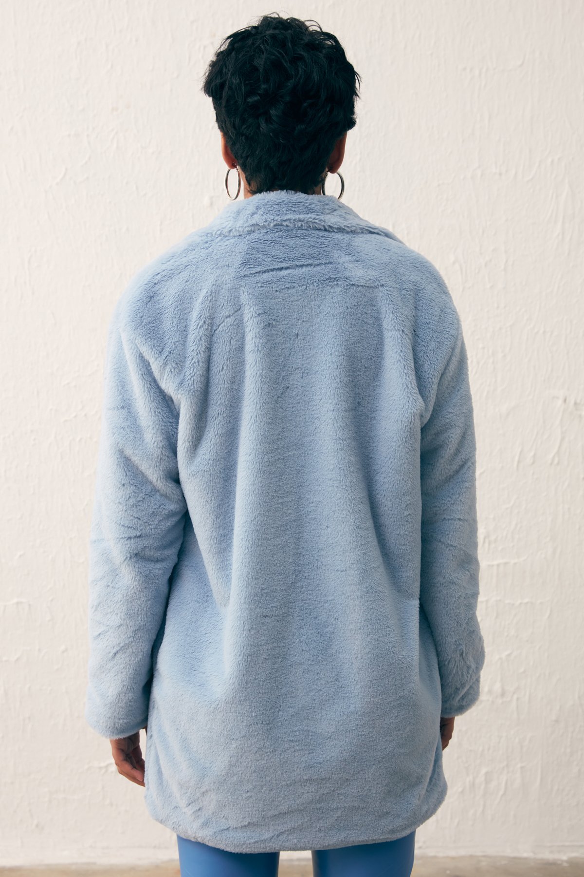 Leopar Astarlı Peluş Kaban - BEBE MAVİ