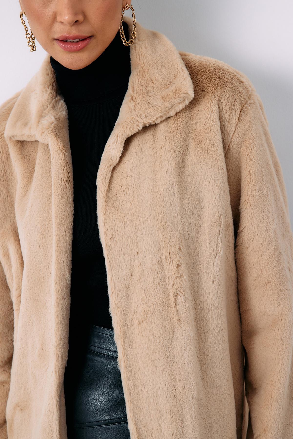 Leopar Astarlı Peluş Kaban - BEJ