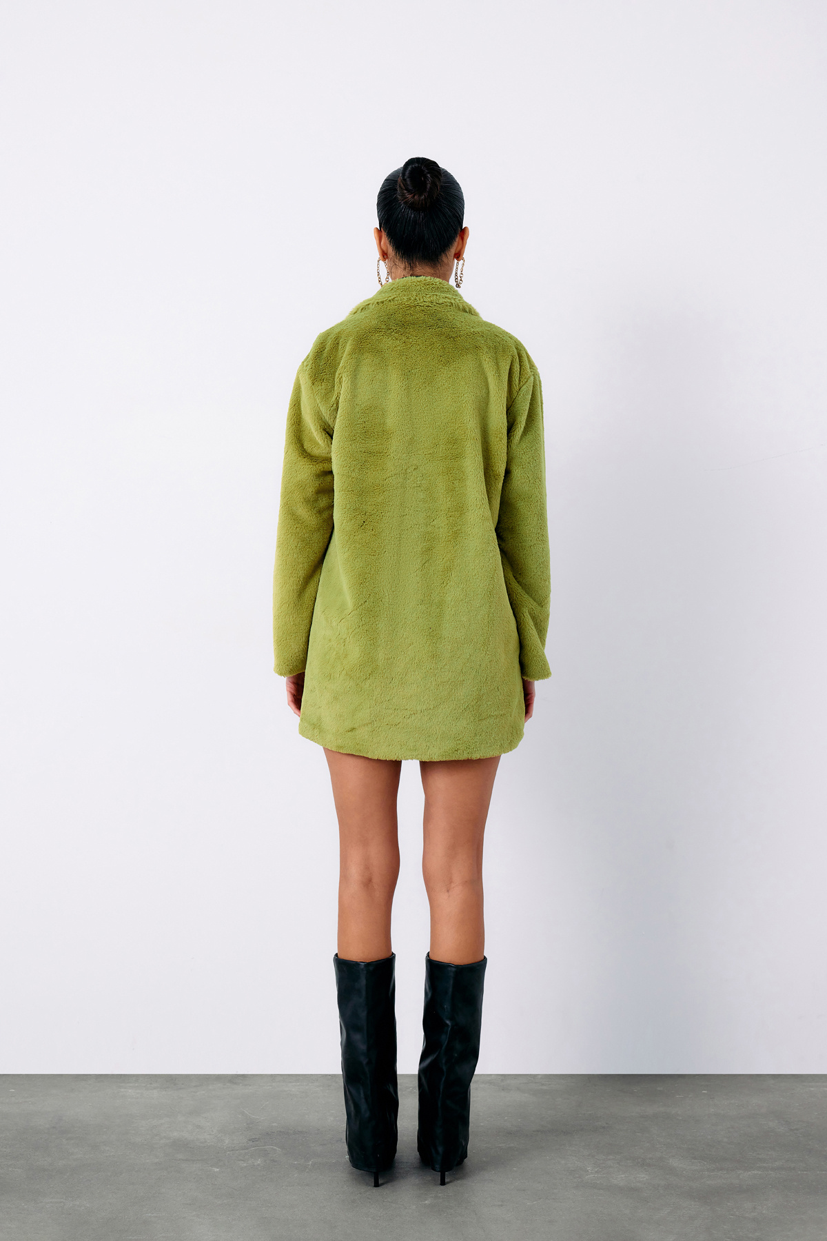 Leopar Astarlı Peluş Kaban - YEŞİL