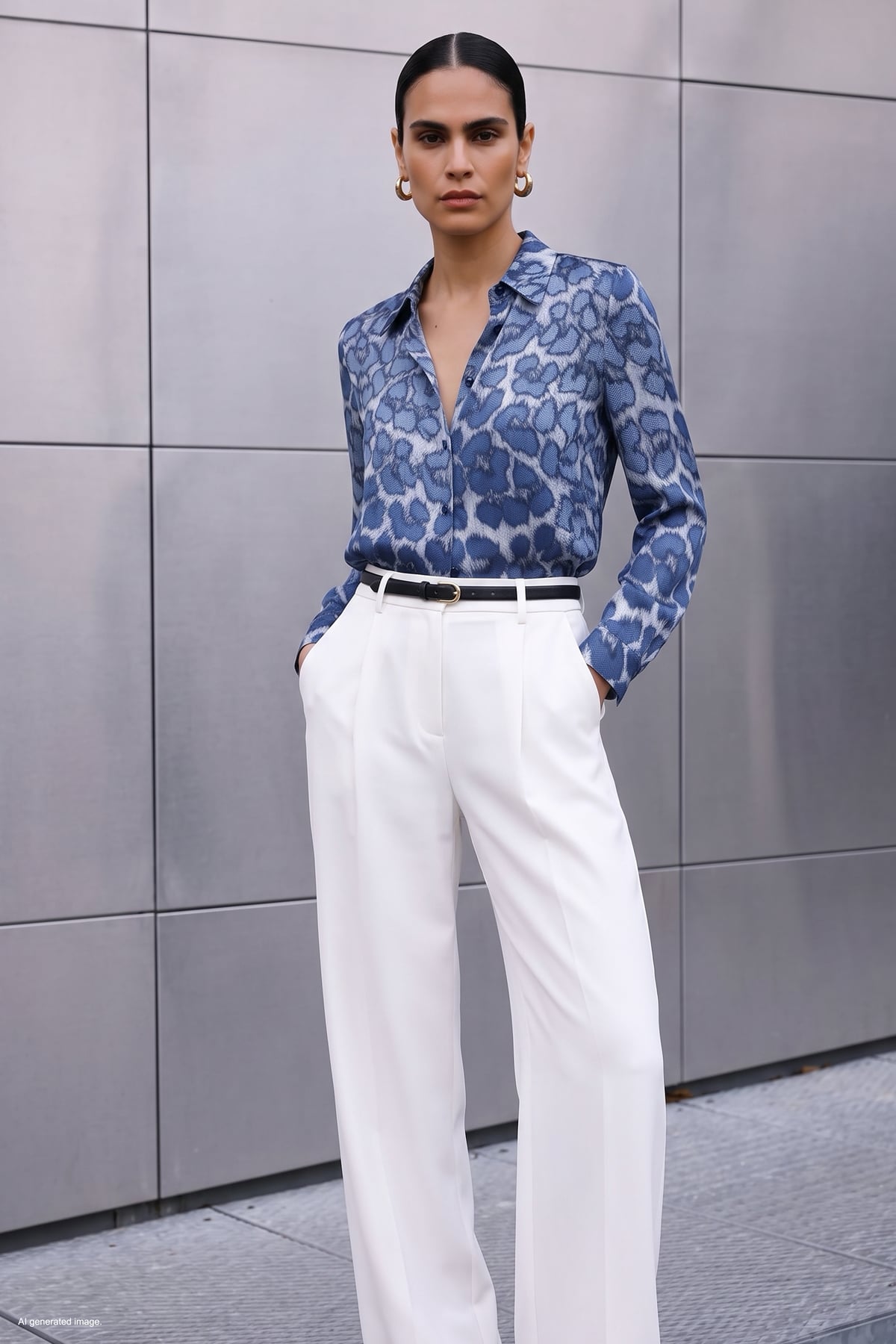 Classic Leopard Print Shirt - Blue