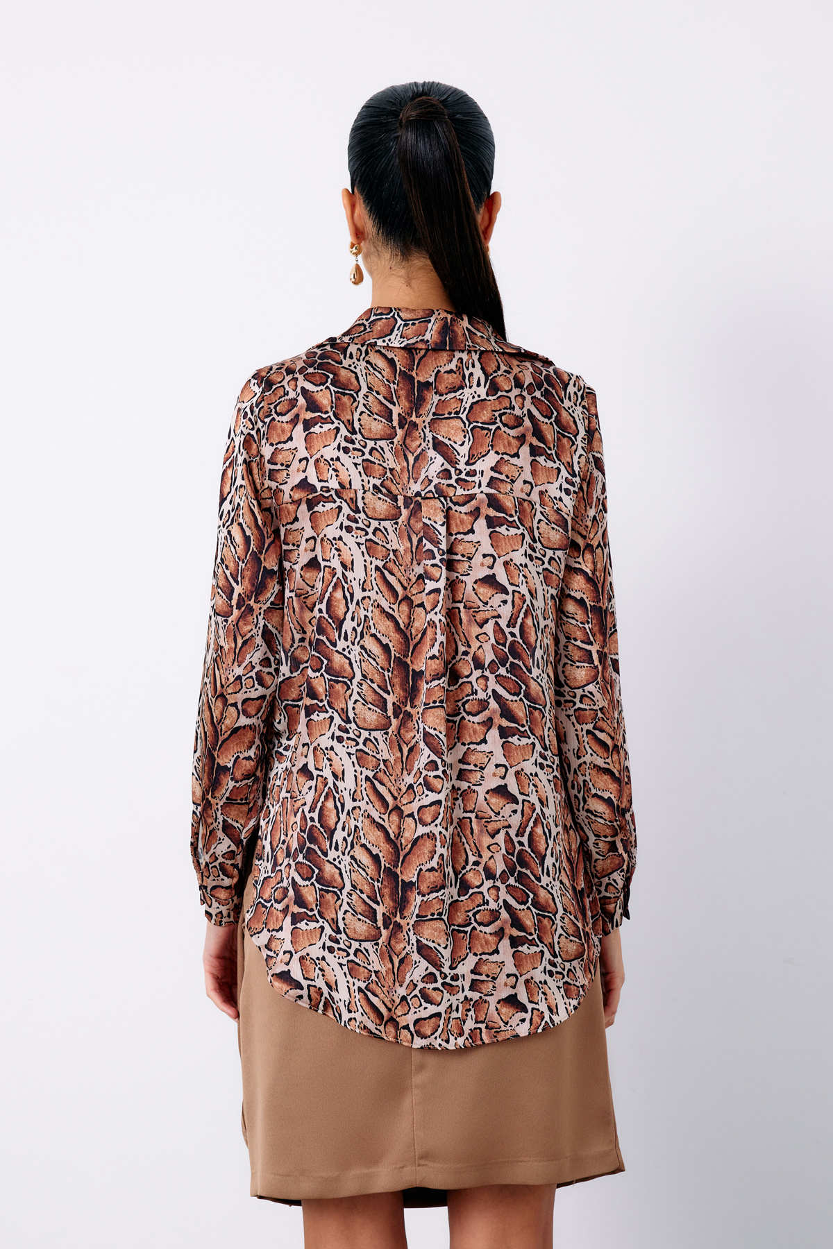 Leopar Desenli Klasik Gömlek - TABA