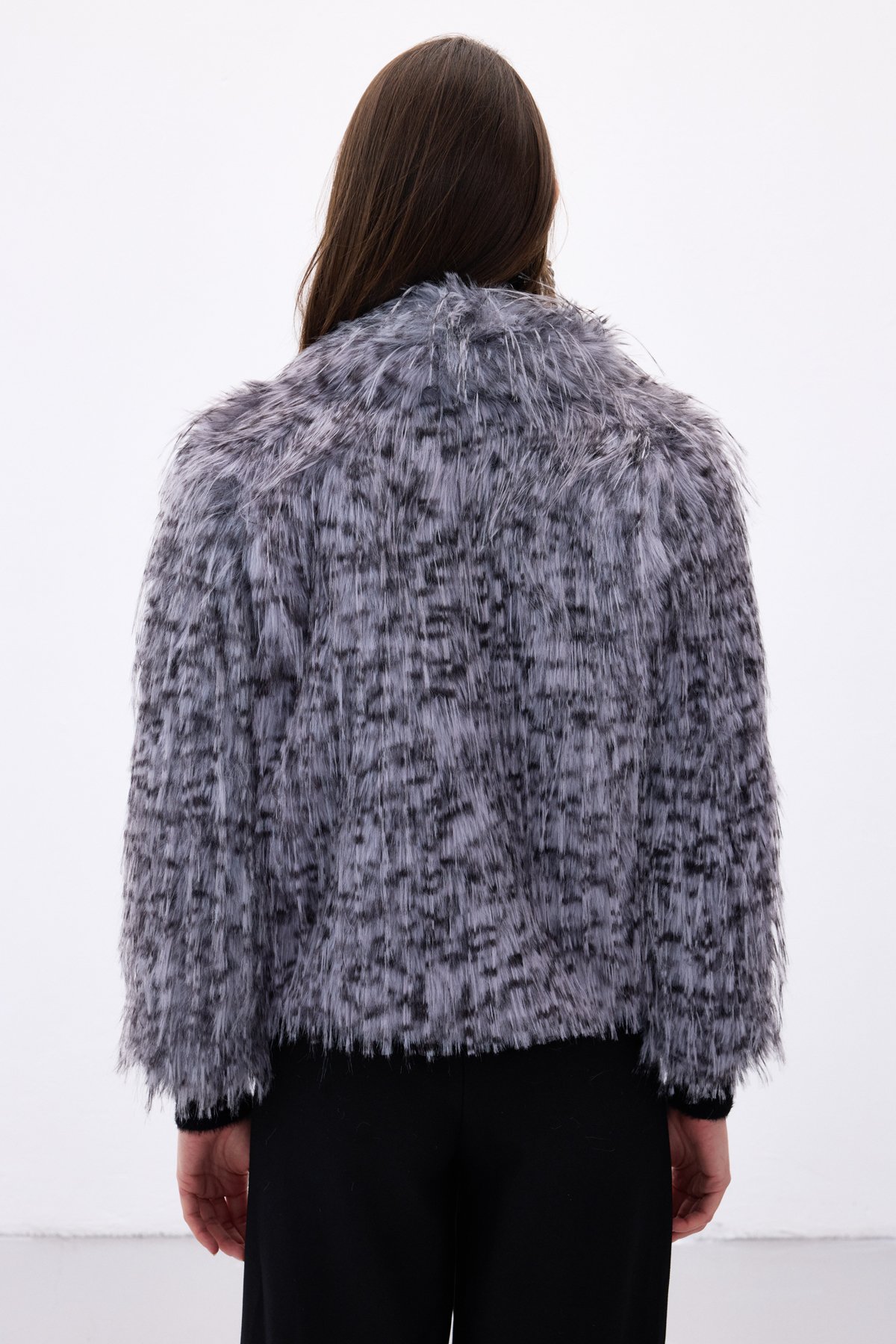 Leopar Desenli Kürk - Gri