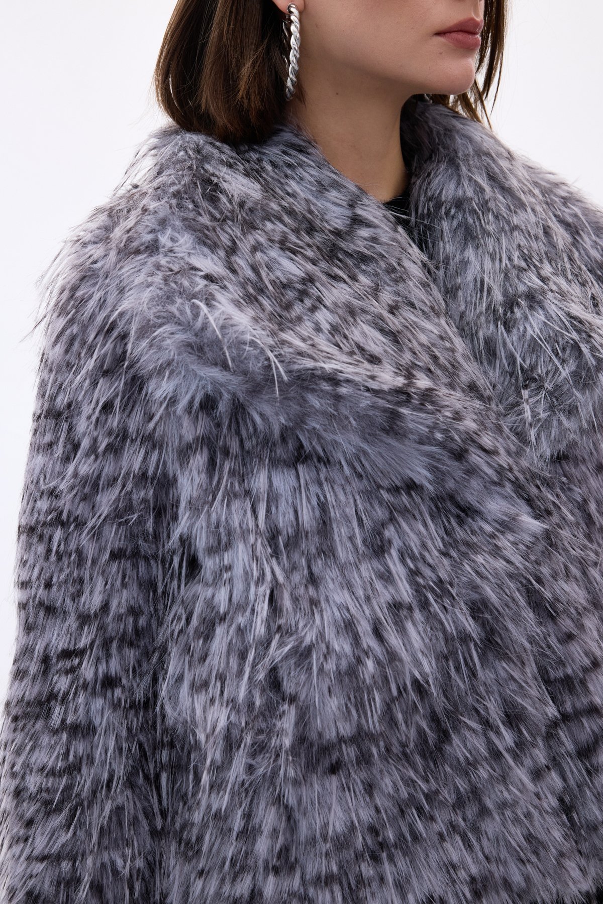 Leopar Desenli Kürk - Gri