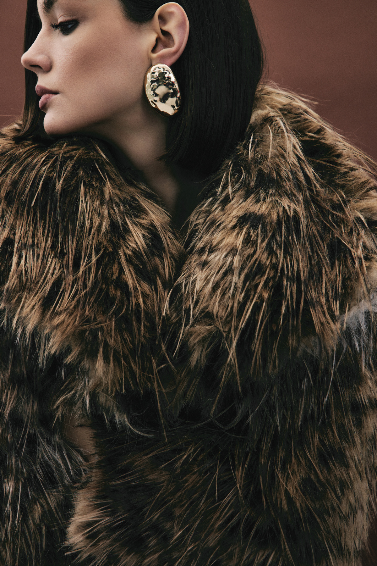 Leopar Desenli Kürk - Kahve