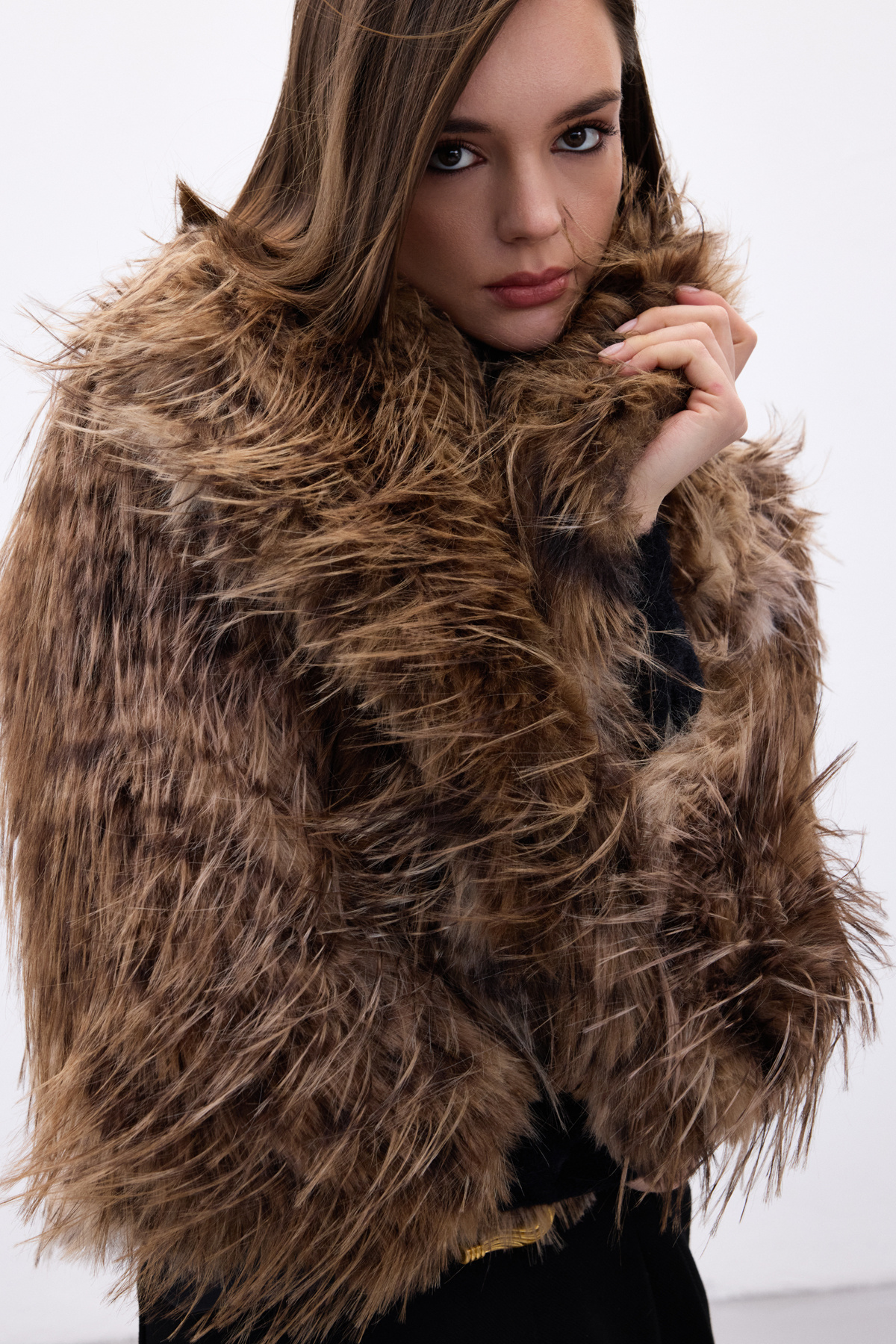 Leopar Desenli Kürk - Kahve