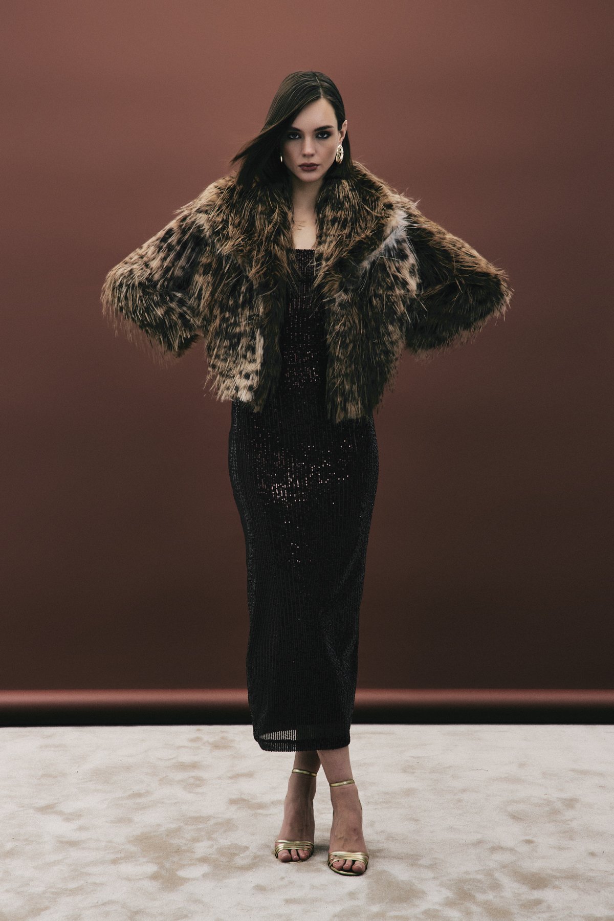 Leopar Desenli Kürk - Kahve