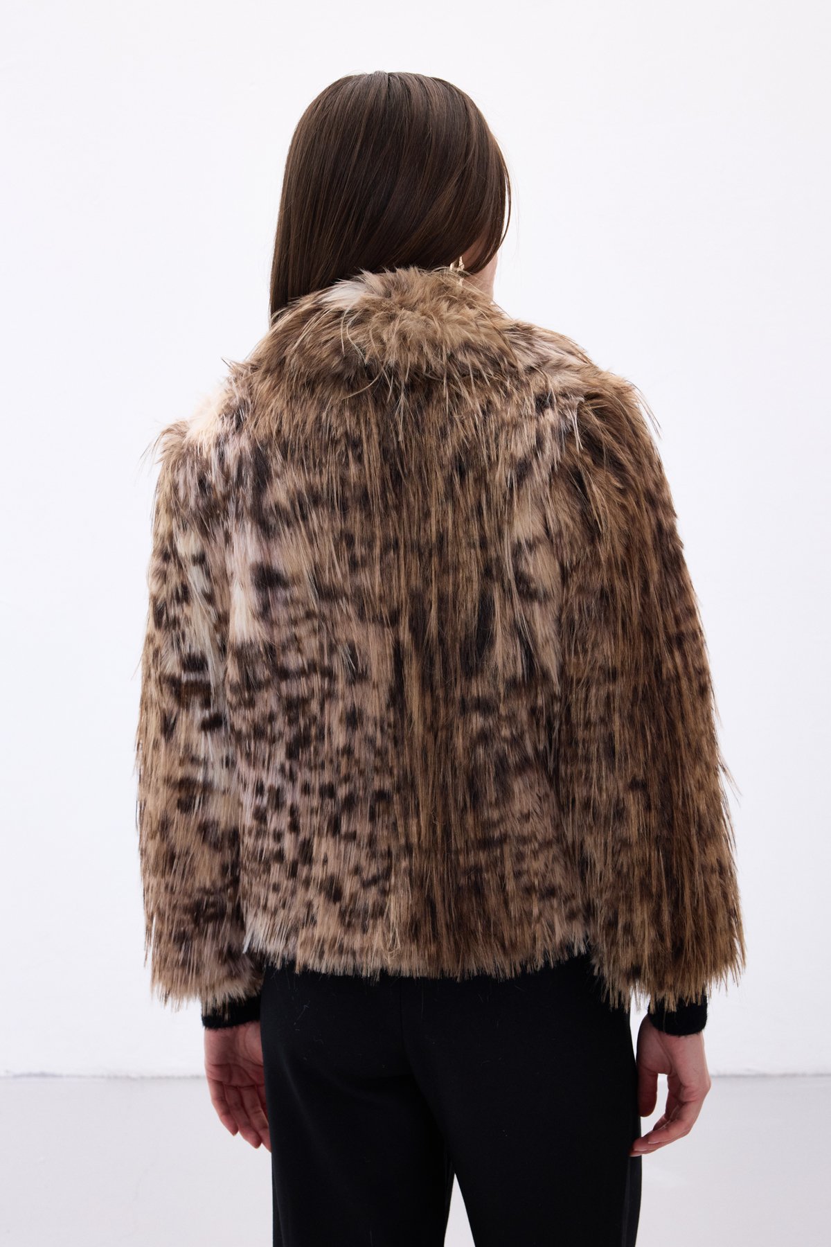 Leopar Desenli Kürk - Kahve