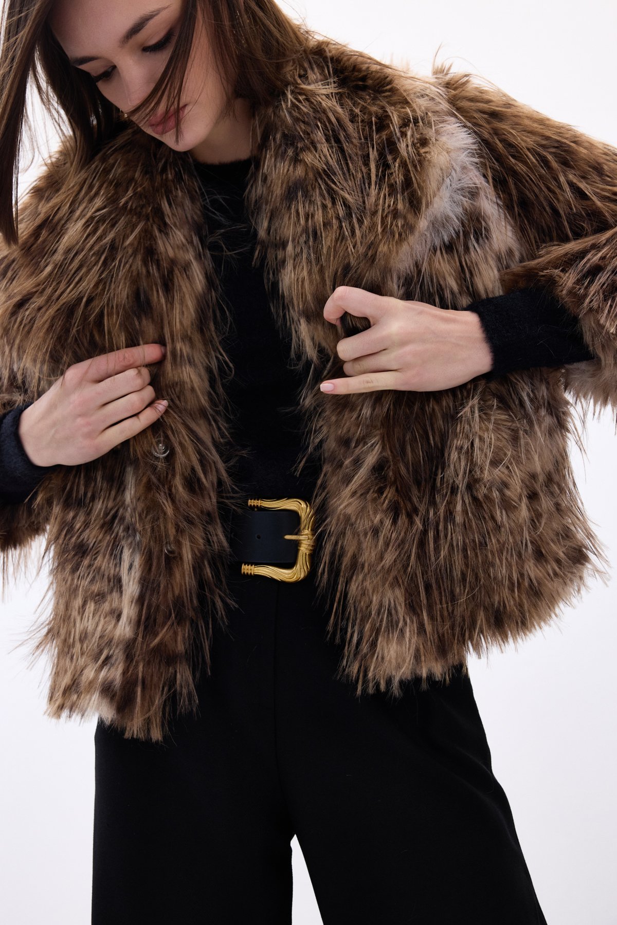 Leopar Desenli Kürk - Kahve