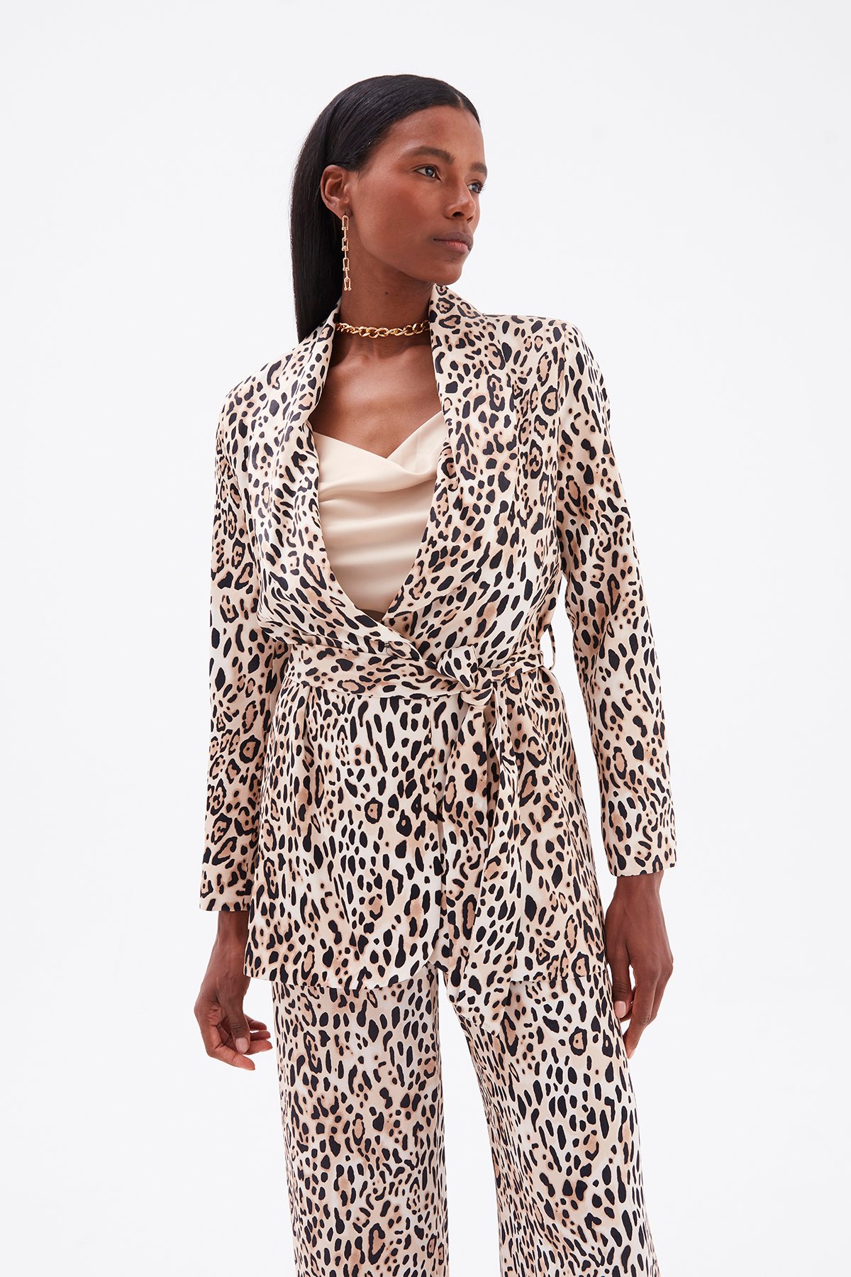 Leopard print belted jacket - LEOPARD
