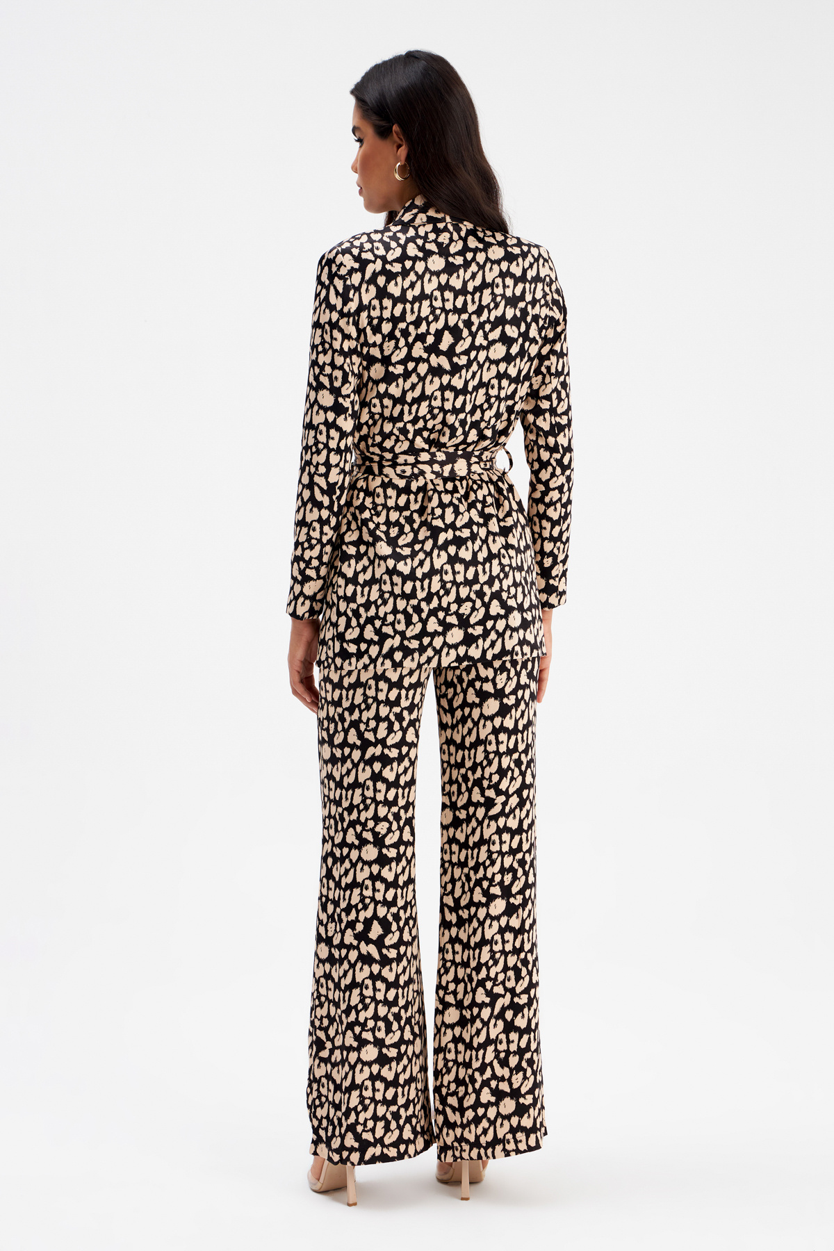 Leopard print belted jacket - BLACK
