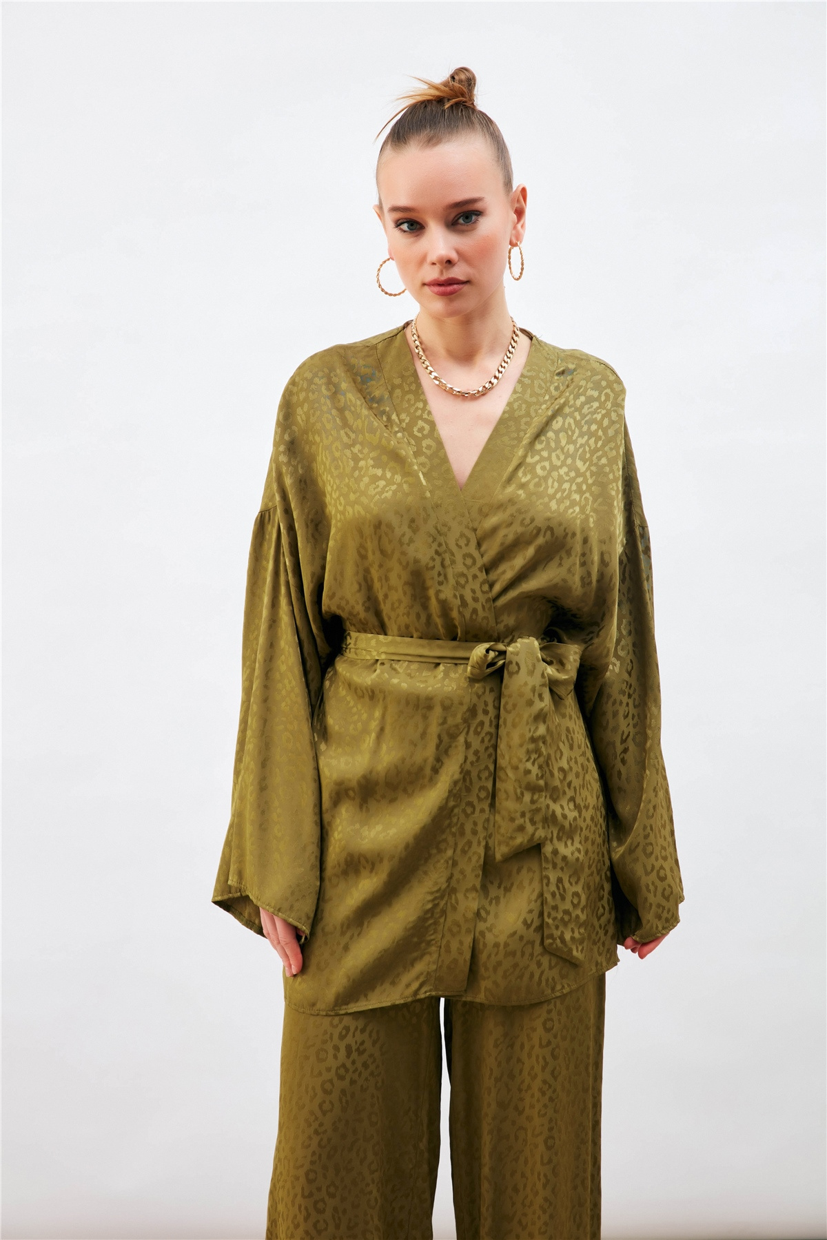 Leopar Jakarlı Kimono - HAKİ