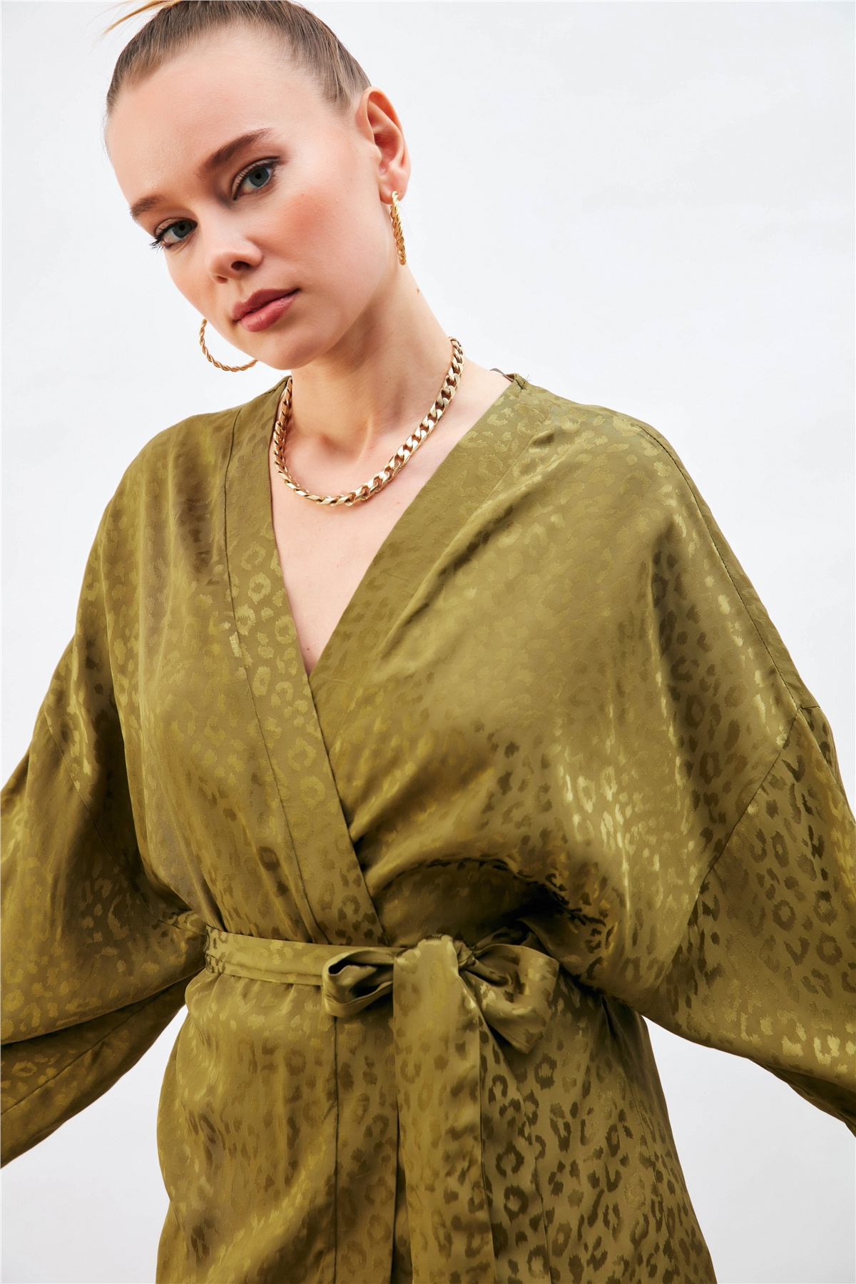 Leopar Jakarlı Kimono - HAKİ