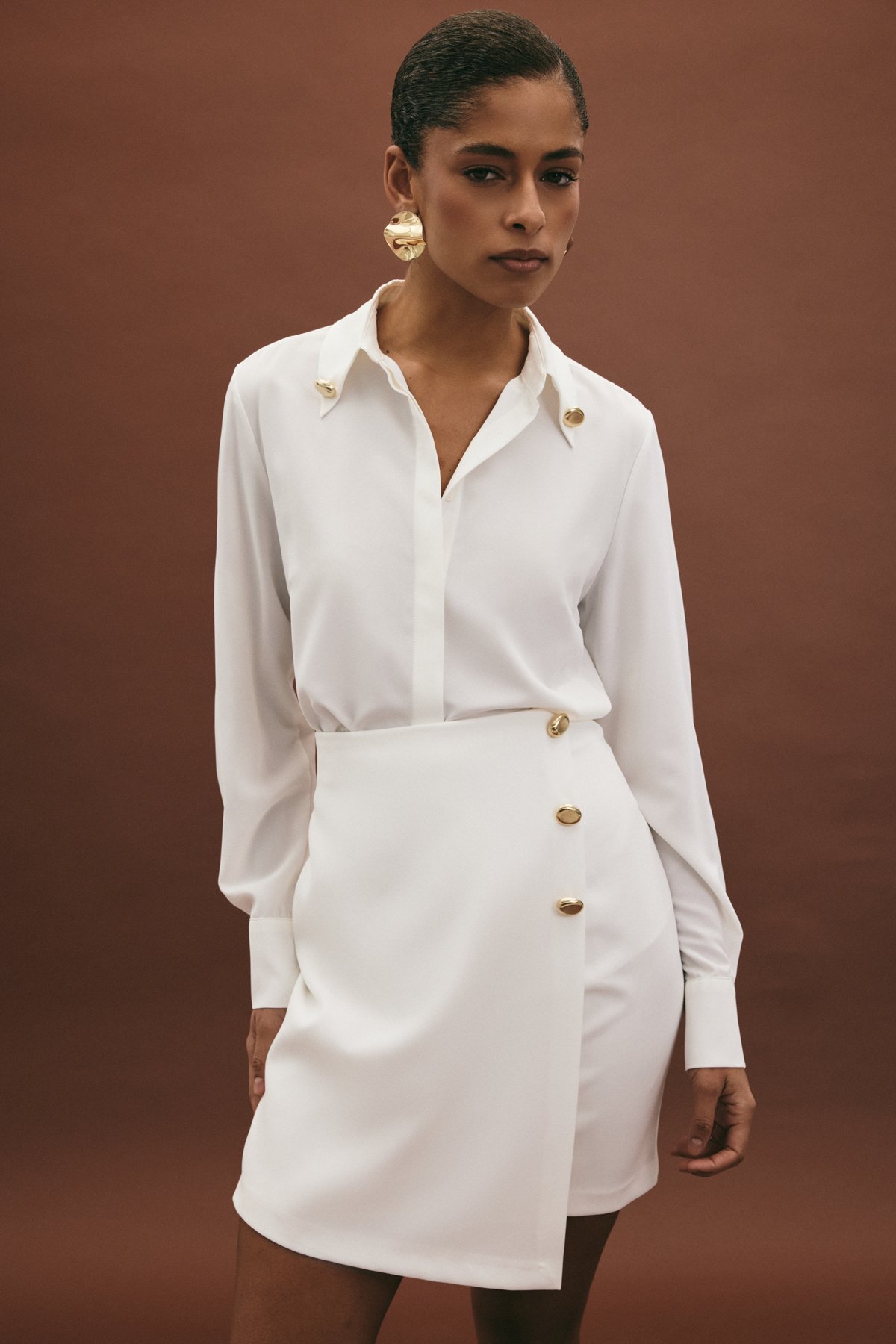 Lucy Mini Etek - Ekru