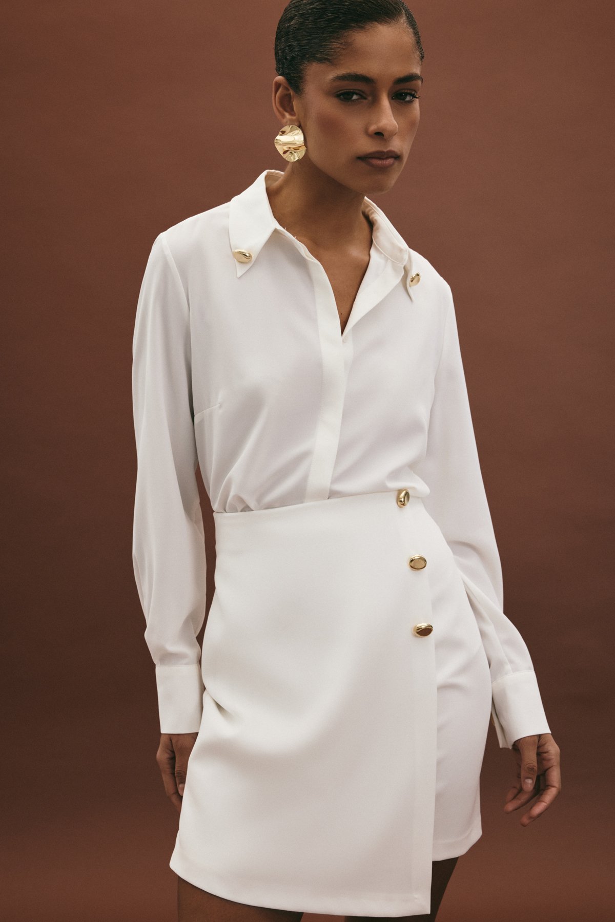 Lucy Mini Etek - Ekru