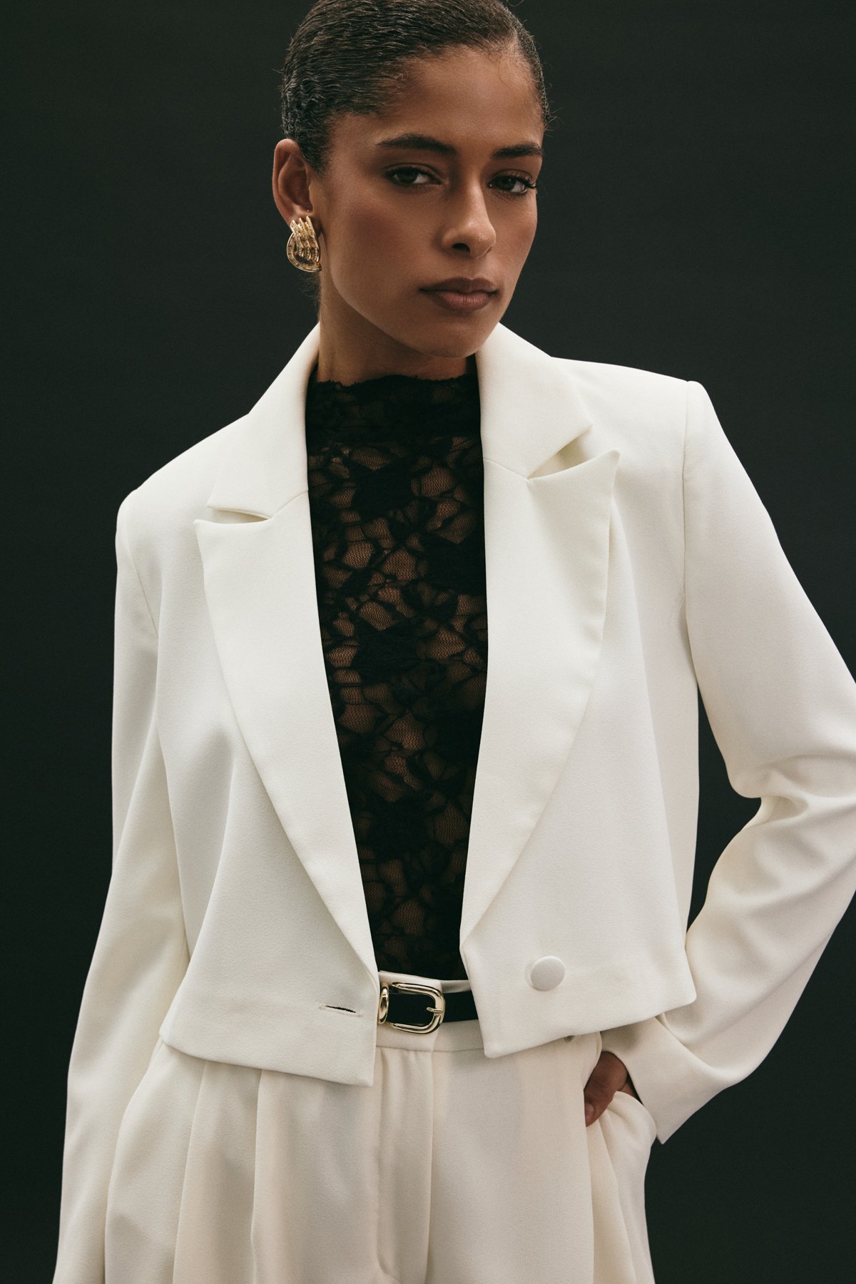 Luna Kısa Ceket - Ekru