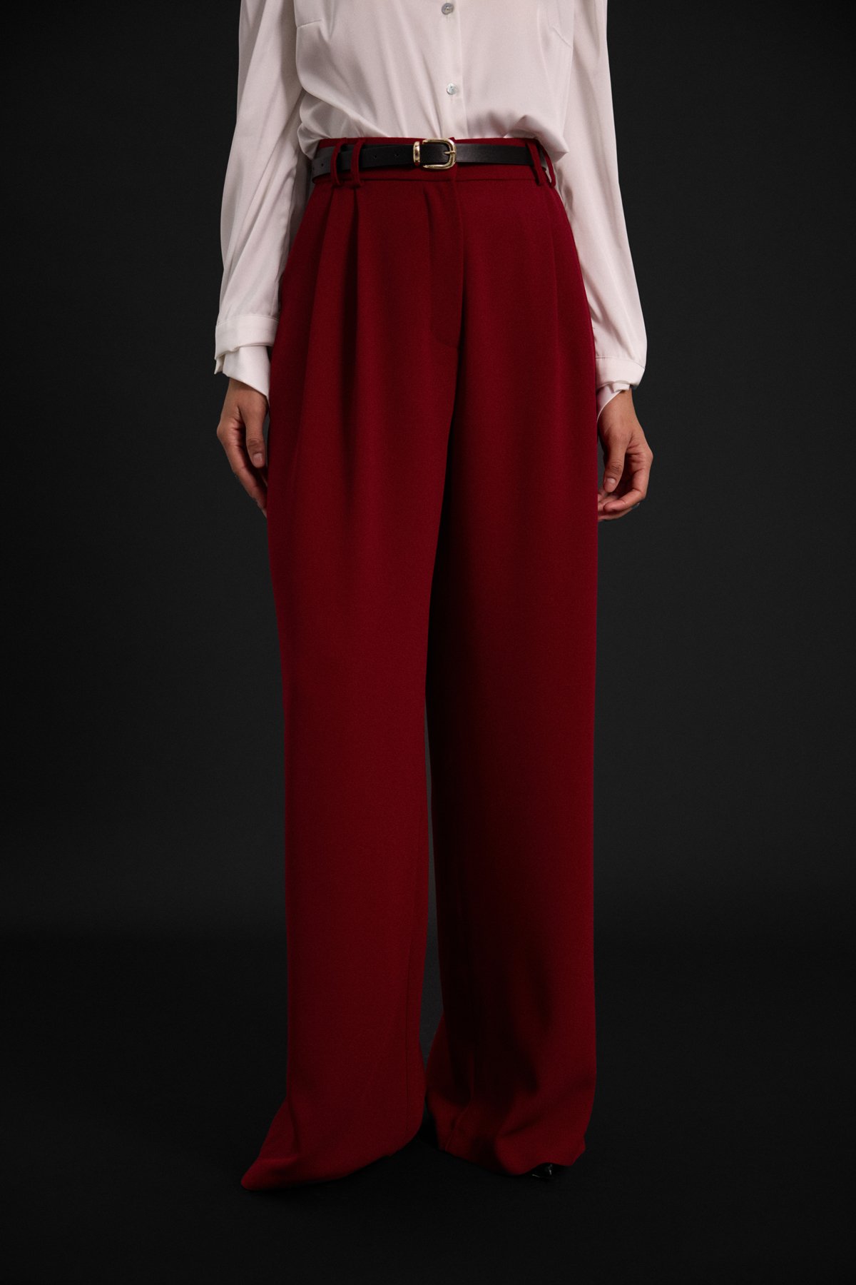 Luna Krep Pantolon - Bordo