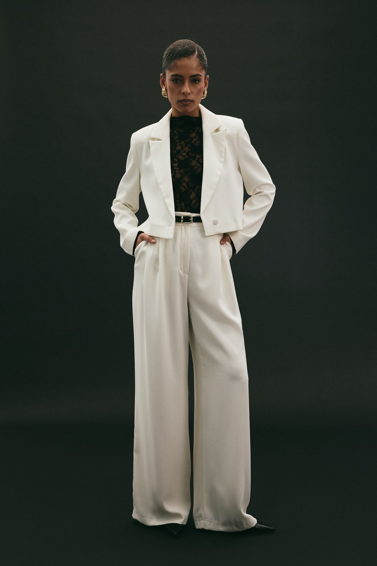 Luna Krep Pantolon - Ekru