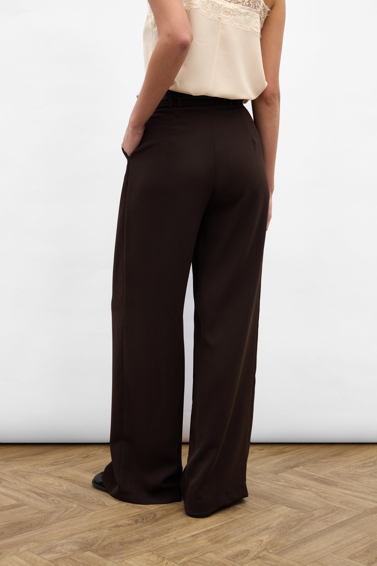 Luna Krep Pantolon - Kahve