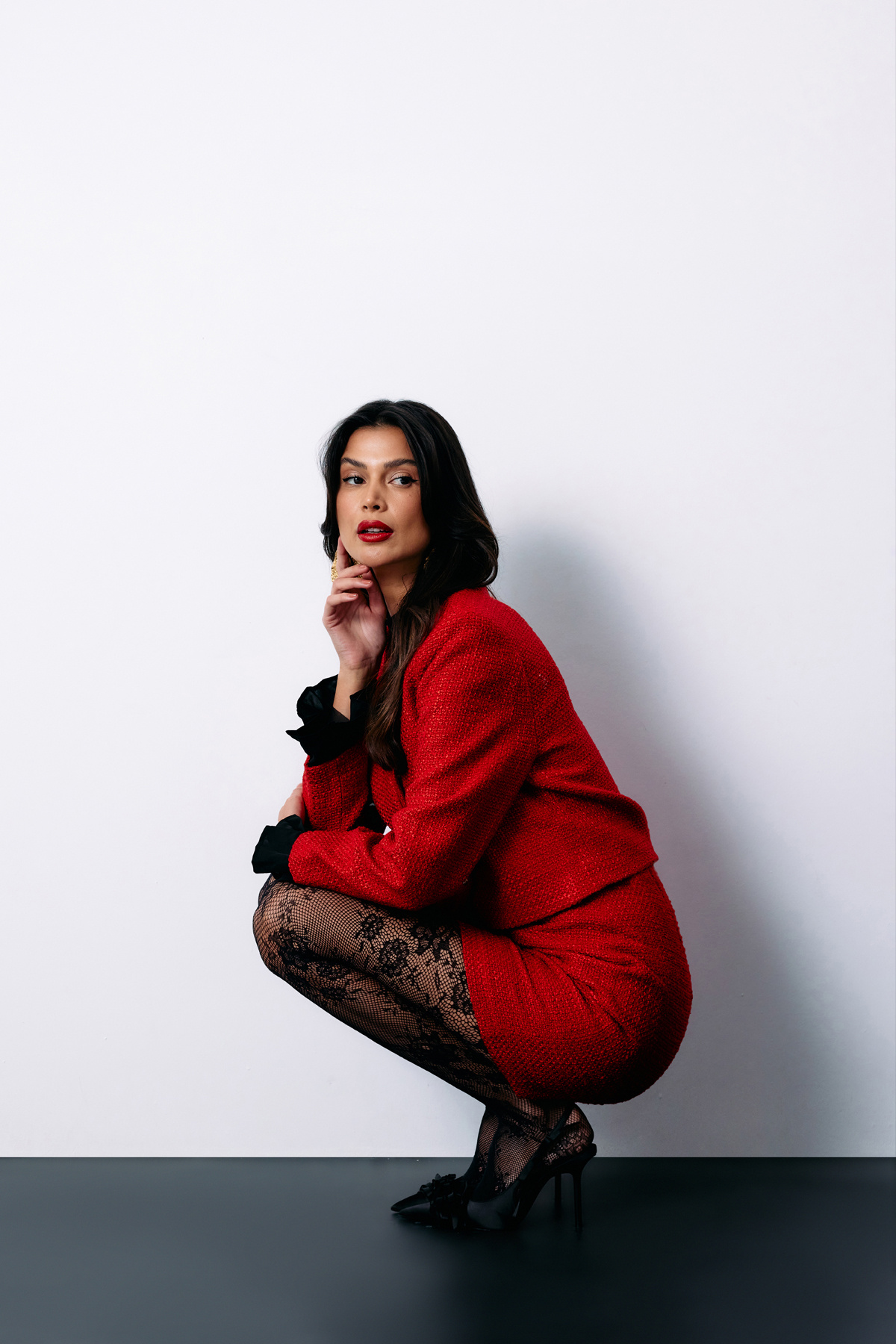 Manşet Detaylı Tüvit Ceket - KIRMIZI