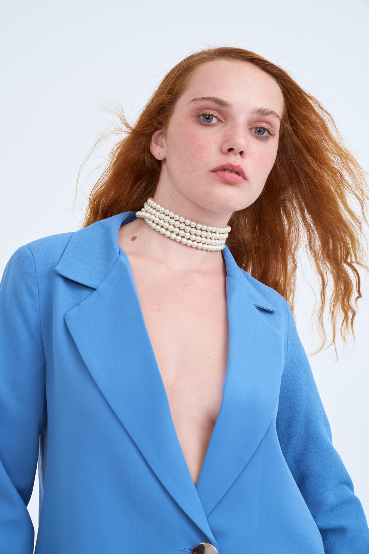 Metal button boyfriend jacket - INDIGO