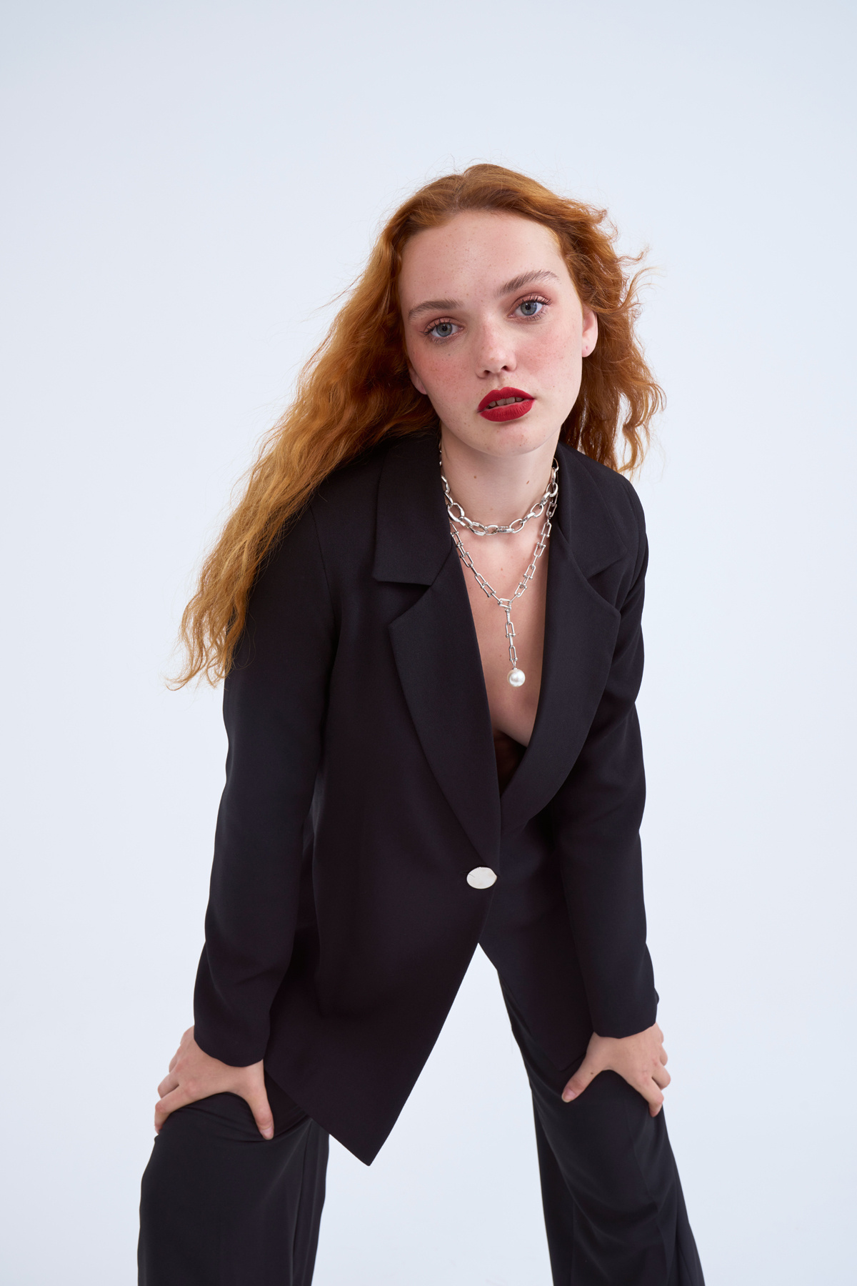 Metal button boyfriend jacket - BLACK
