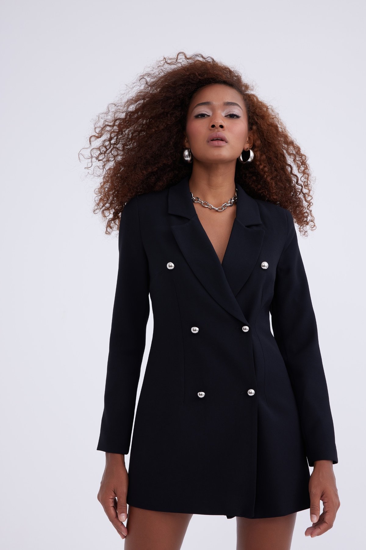 Metal düğmeli ceket - SİYAH