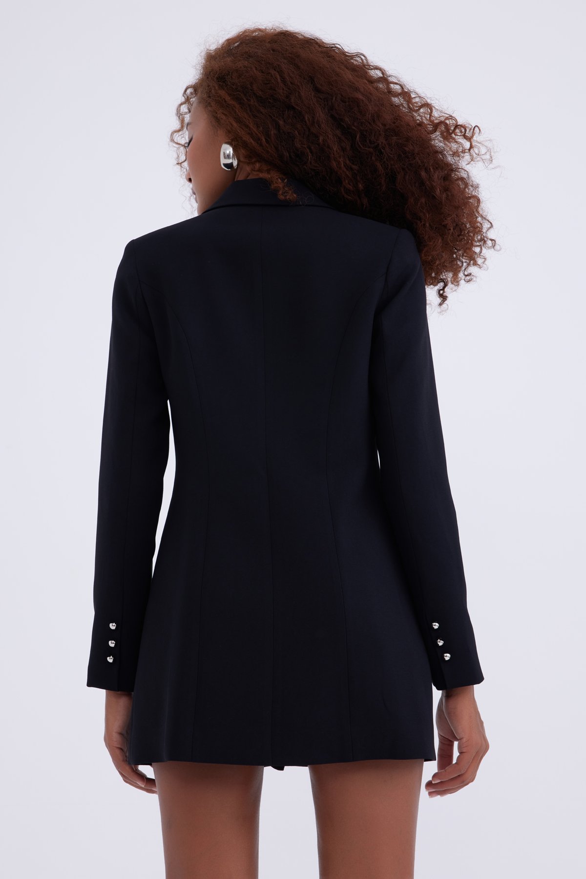 Metal düğmeli ceket - SİYAH