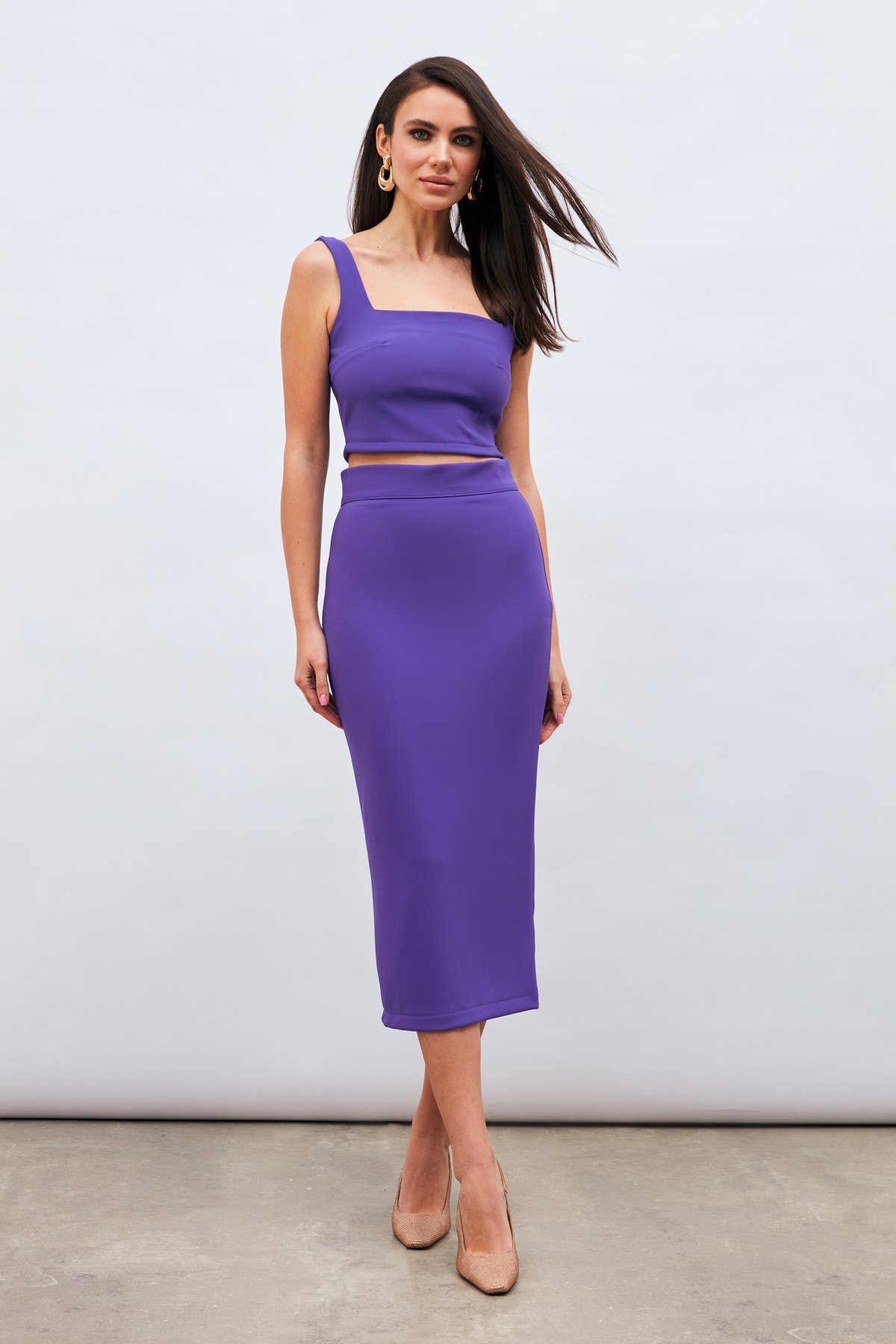 Midi Pencil Skirt - PURPLE