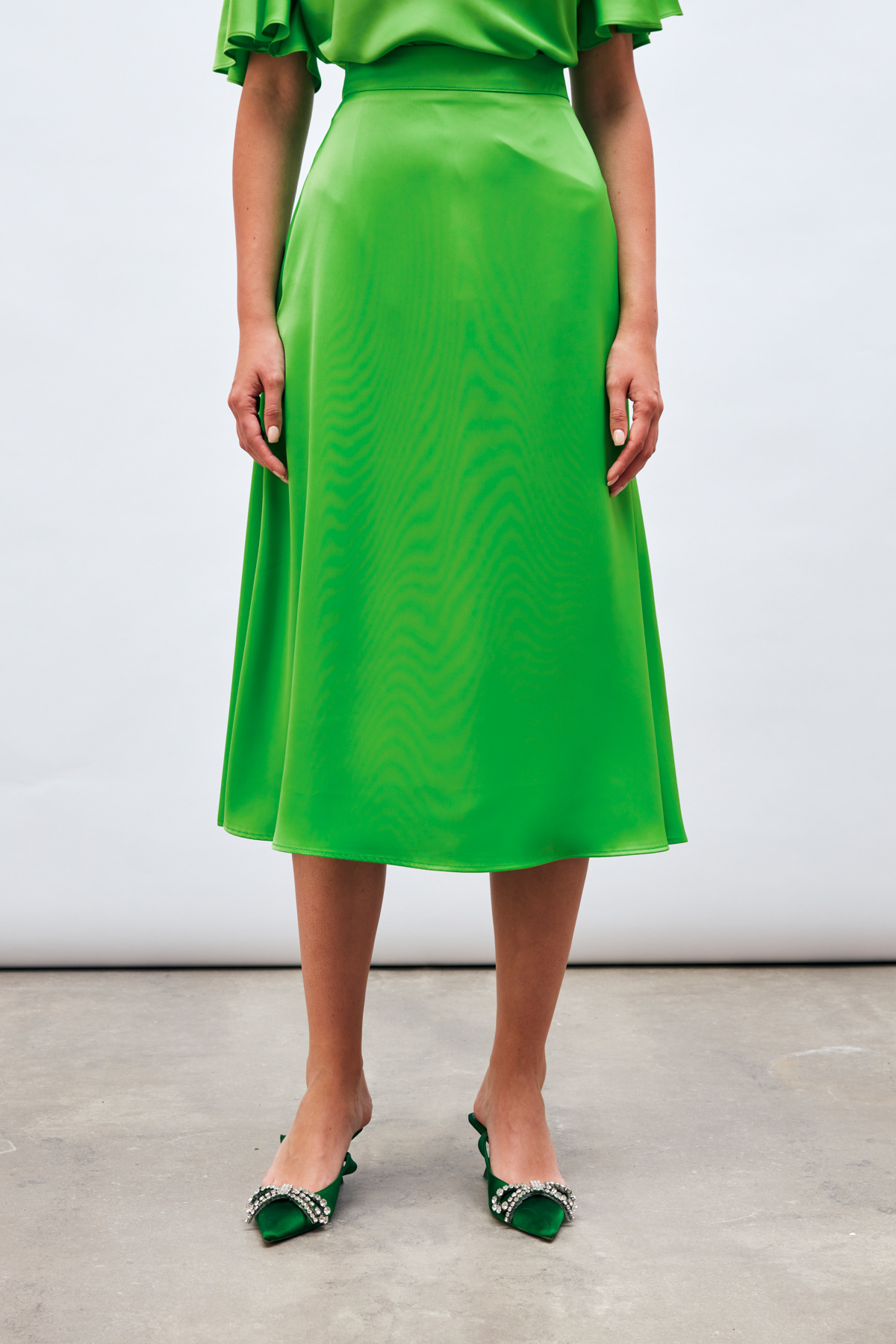 Midi Boy Saten Etek - AÇIK YEŞİL