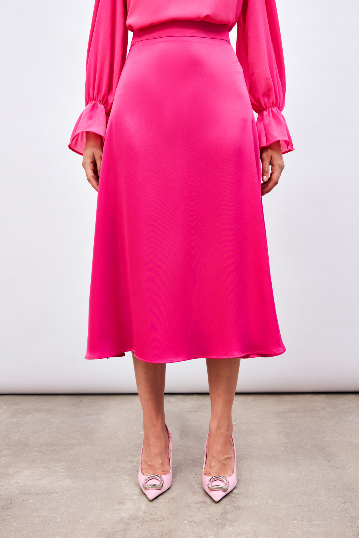 Midi Boy Saten Etek - FUŞYA