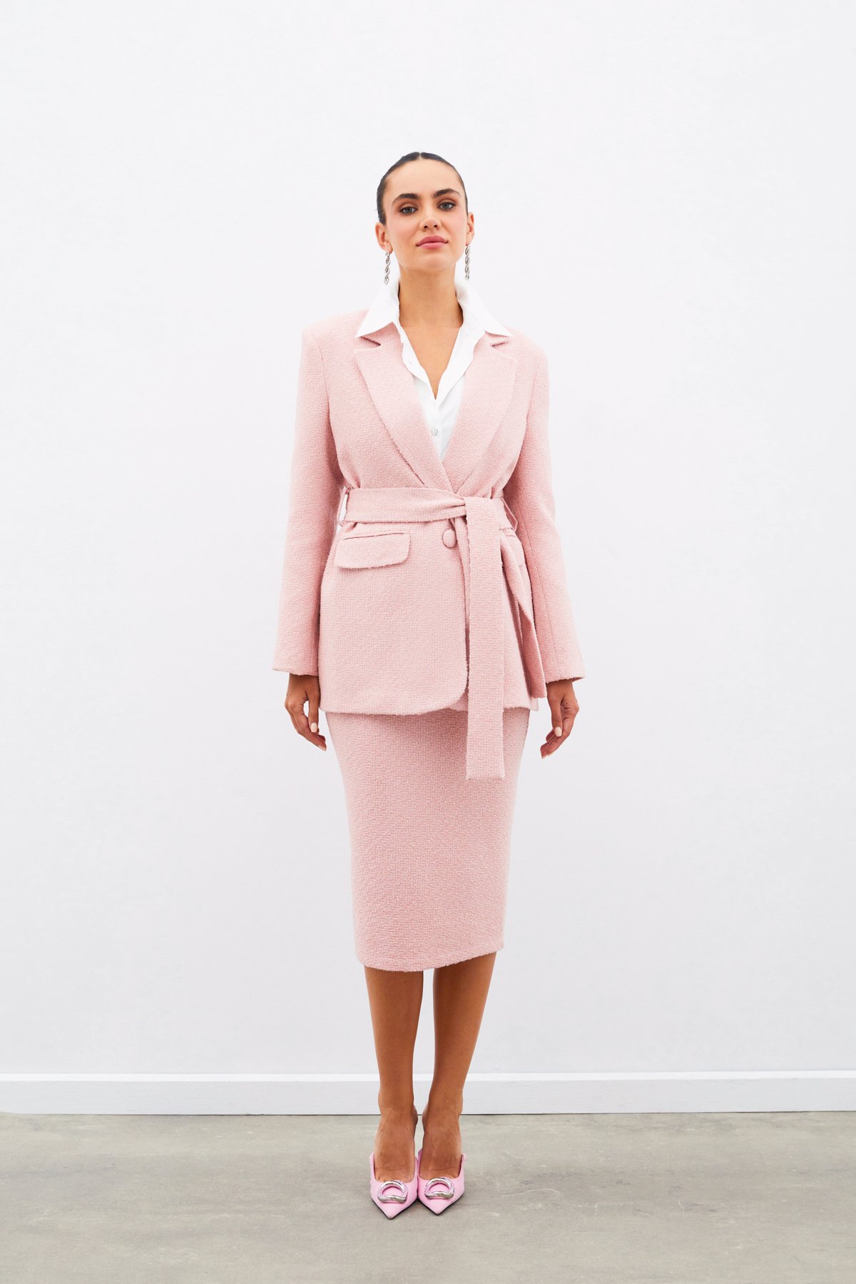 Midi Boy Tüvit Etek - PUDRA