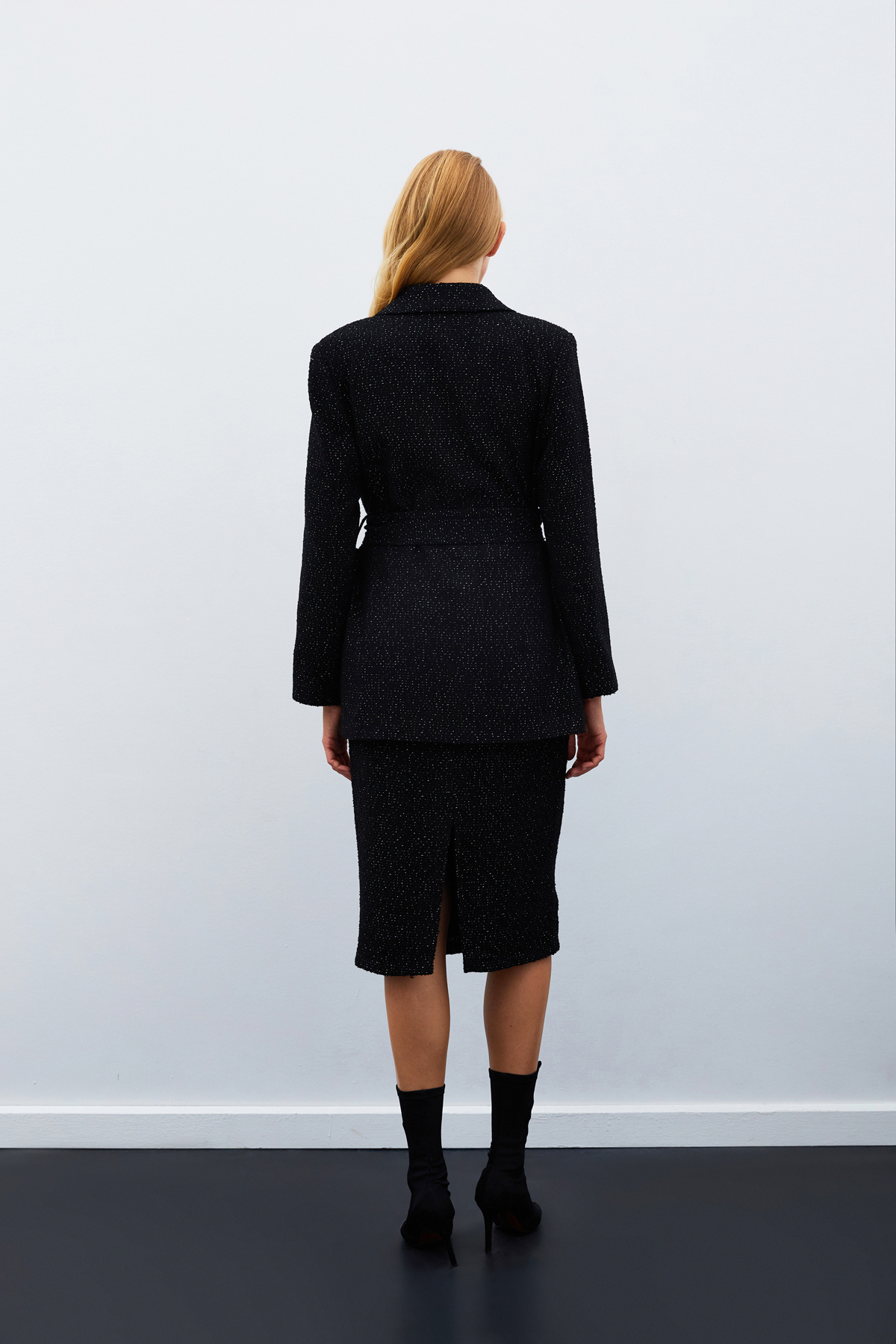 Midi Boy Tüvit Etek - SİYAH